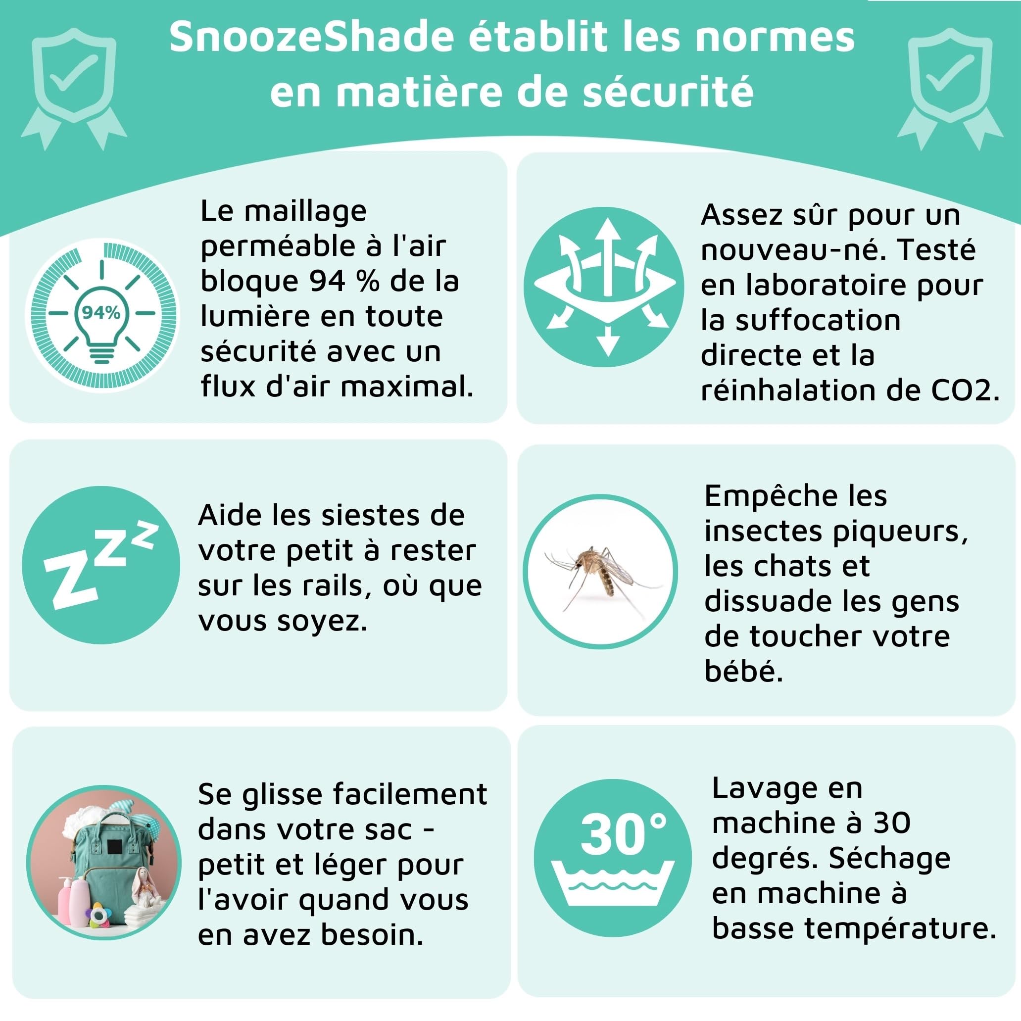 SnoozeShade Plus Extra (6–9 mois et plus) – Ombrelle pour poussette et pare-soleil universel pour bébé et aide au sommeil pour poussettes; Bloque jusqu'à 99% des rayons UV
