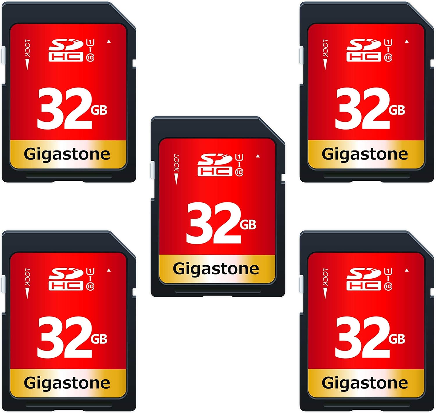 Gigastone SD Card 32GB 5-Pack, High-Speed 32GB SD Card Full HD Video ...