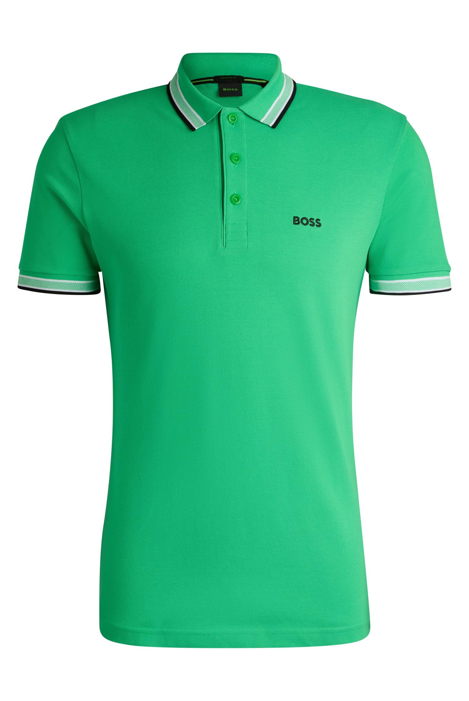 Boss Men's Open Green Polo Shirt Short Sleeve Lifestyle Cotton M
