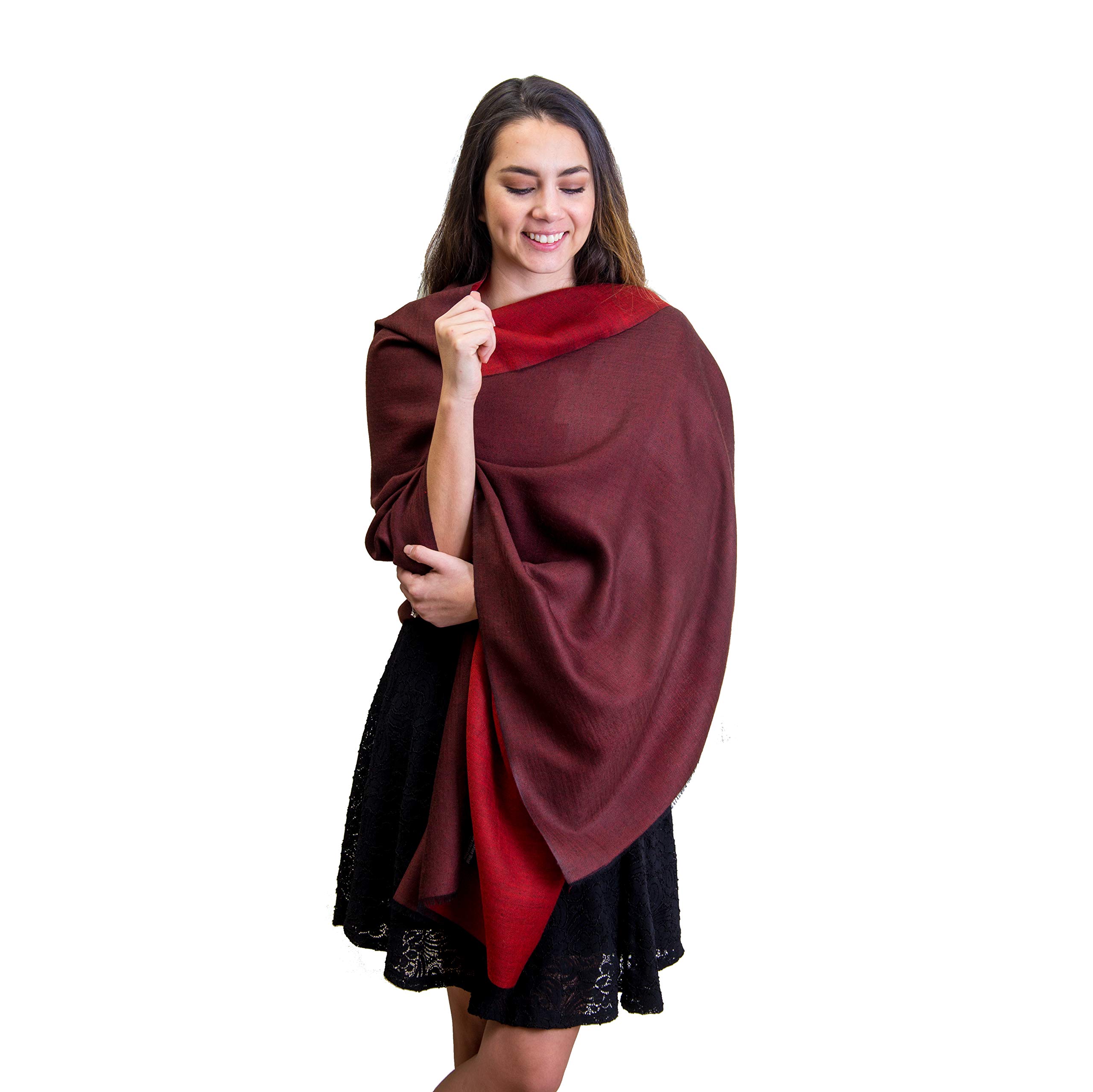 Pure Merino Wool Dual Color Reversible Ultra Light Soft Cashmere Shawl Stole Neck Wrap Gift For Women