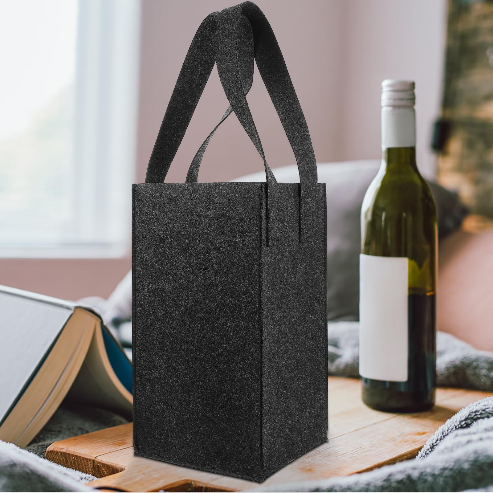 Tomaibaby Sac De Transport Pour Bouteille De Vin, Bouteille De Vin, Porte- Bouteilles, Sac Cadeau, Sac En Feutre Pour 4 Bouteilles De Vin, Eau, De Champagne, De Bière, De Plein Air, De Pique