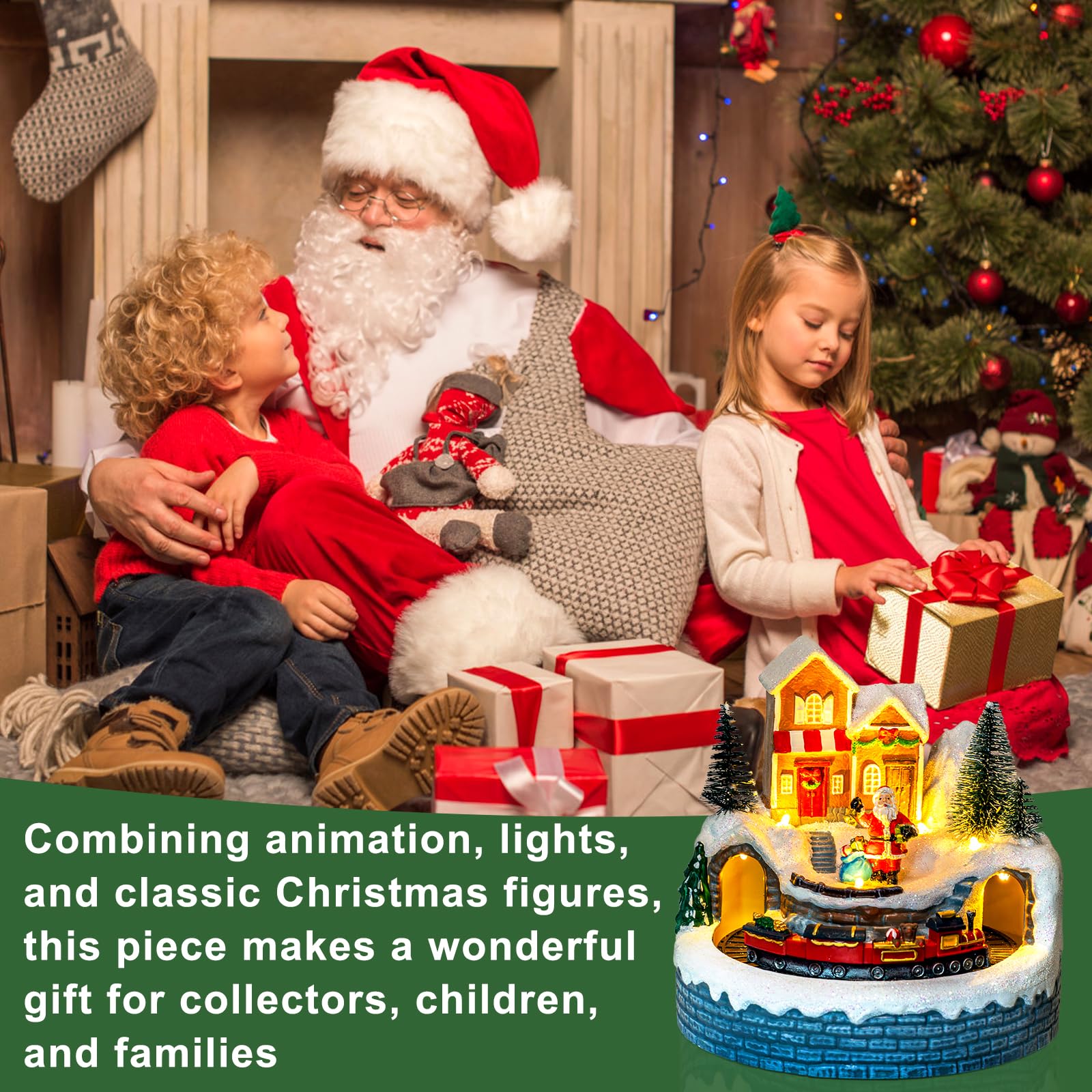 MXwcy Figuras de pueblo de Navidad, coleccionables, estatuas arquitectónicas (Papá Noel)