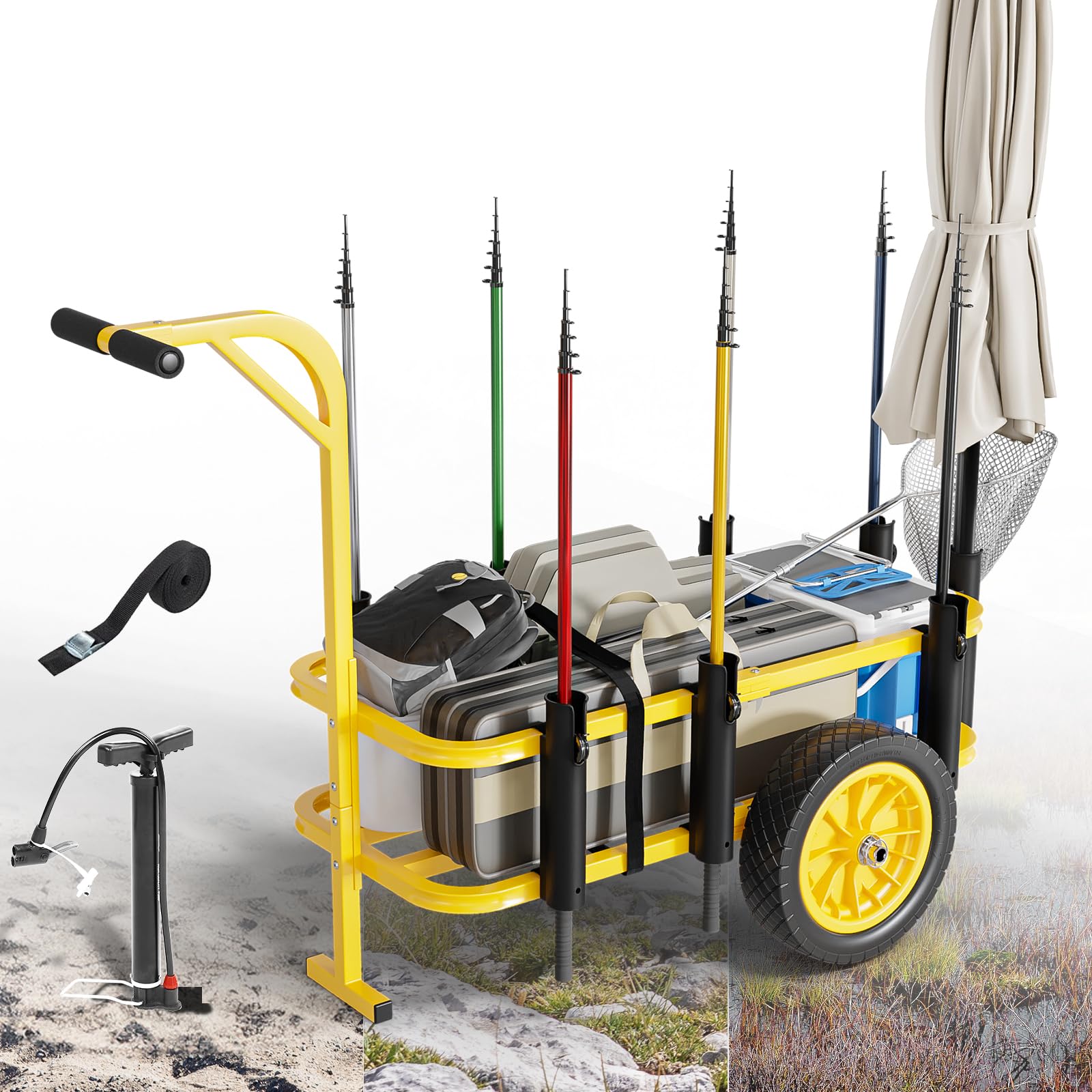 amazon berkley fishing cart Bonnlo Beach Cart, Beach Wagon Trolley with 12