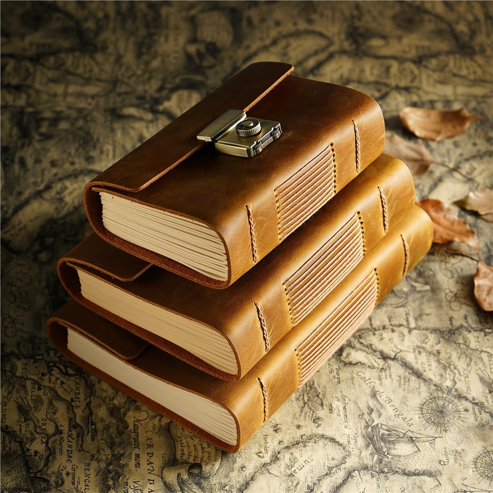 Tagebuch mit schloss Vintage-Notizbuch aus handgefertigtem Leder, antikes Crazy Horse-Tagebuch mit Passwortsperre, magischer Stil (A5, A6, A(A5 brown)