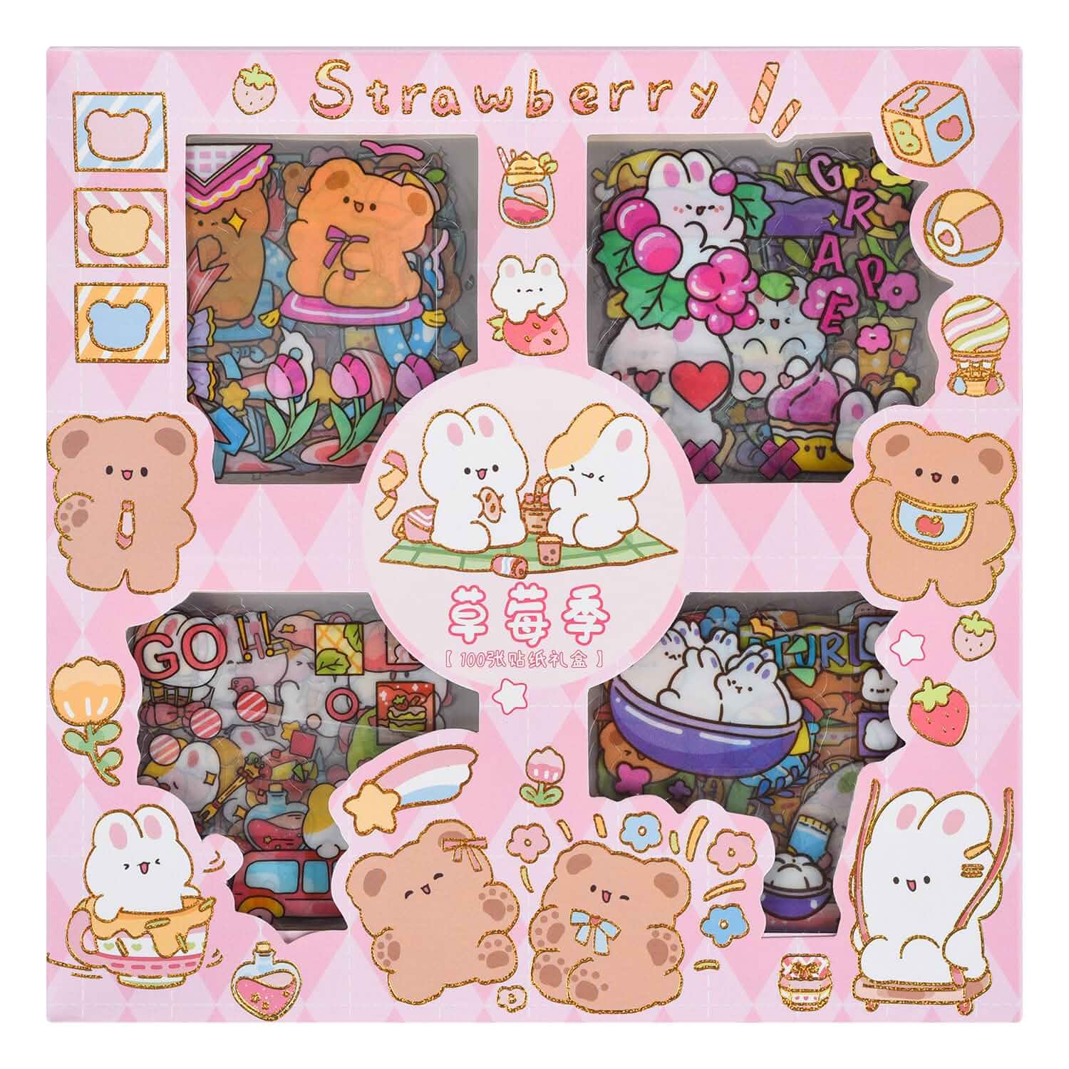 Cute Cartoon Animals Scrapbook Stickers - 100 Sheets Kawaii Aesthetic Transparent Sticker for Journaling Planner Album Calendars Notebook DIY Craft Decorations Cartoon