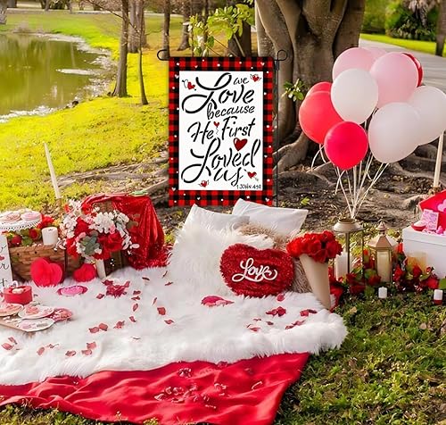 Miniatura 4 de Banderas de jardín para el día de San Valentín, 12 x 18 pulgadas, de doble cara, aniversario, boda, día de San Valentín, decoración de fiesta de