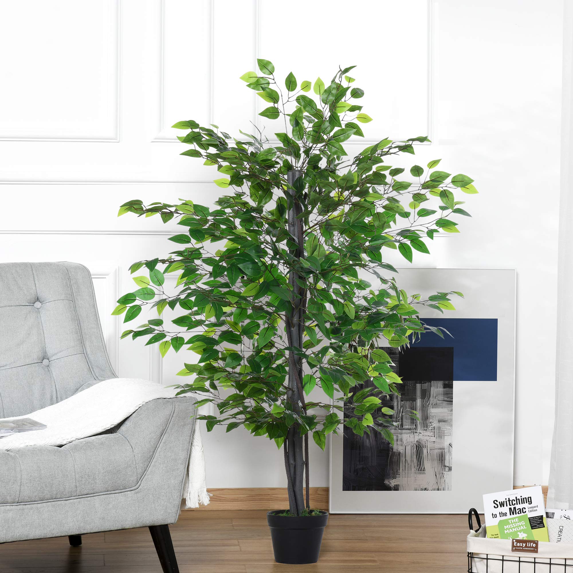 Outsunny Albero Baniano Artificiale Pianta Finta da Interno 145cm Verde | Uso Esterno