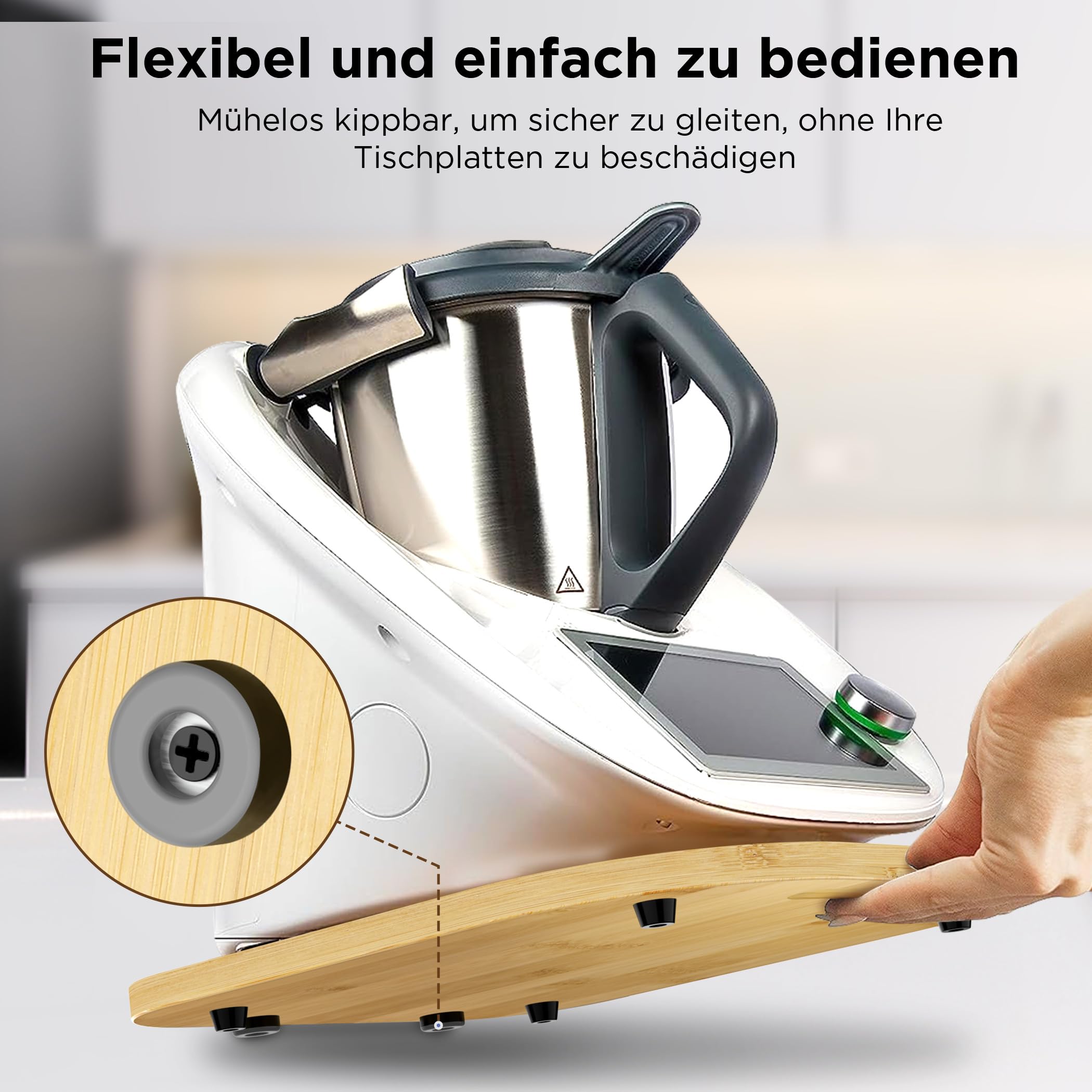 Gleitbrett für den Thermomix TM5 TM6 Holz EICHE R Design