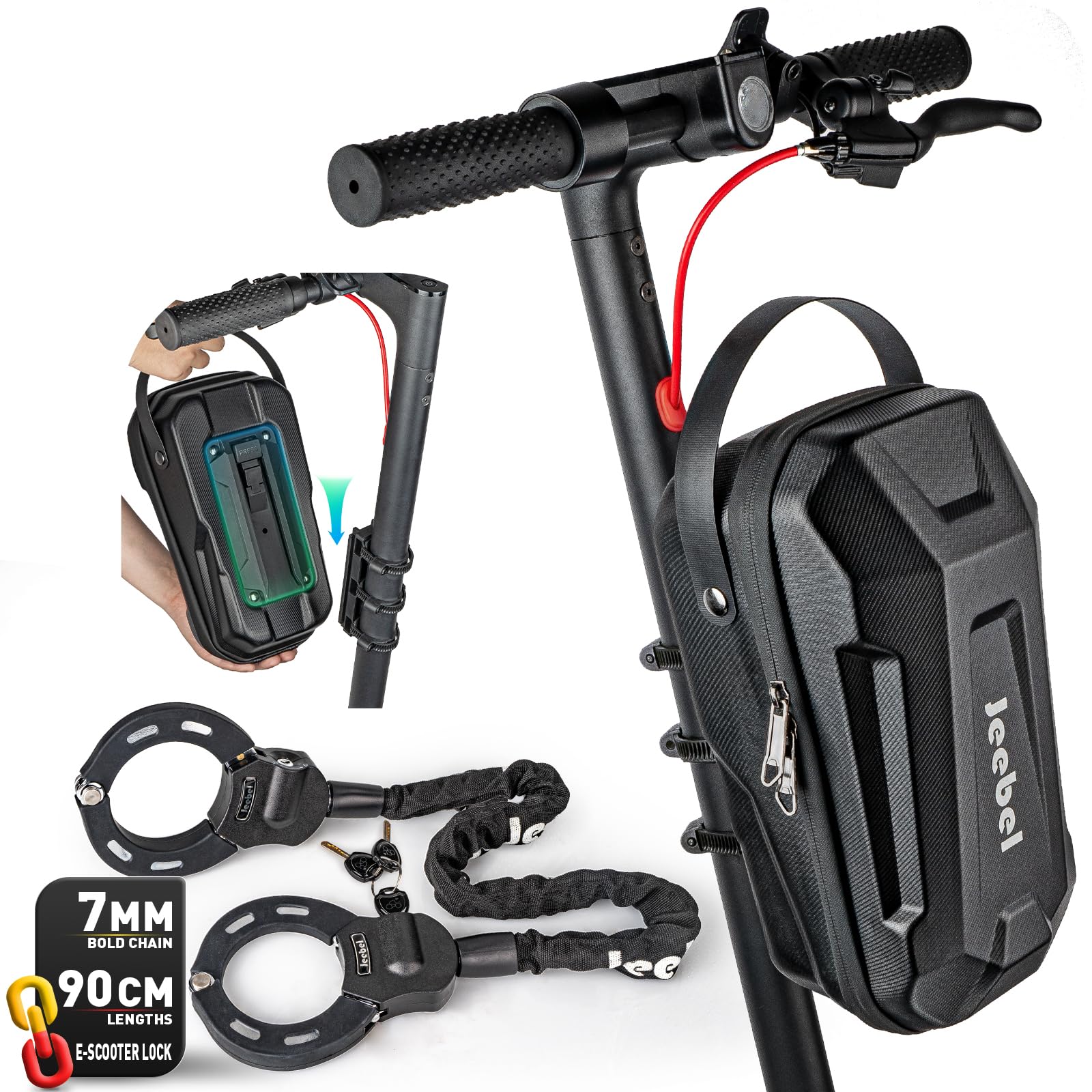 Jeebel 2L/3L/4.5L Torba na Skuter Elektrycznego Wodoodporna EVA z Wersja na Szybkozłączką lub Rzepem, Torba Przednia do Skutera Elektrycznego Xiaomi Mijia/Sedway ES/Roweru Składanego