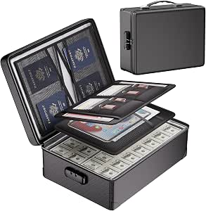 DocSafe Fireproof Document Box with Lock - 12 Layers Heat Insulated, Black