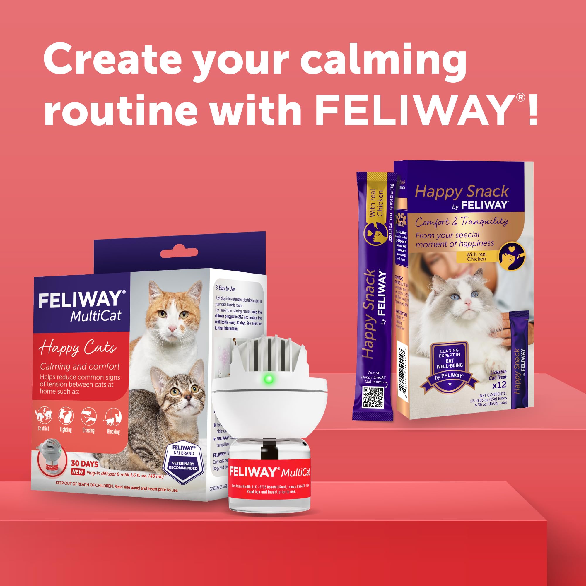FELIWAY MultiCat 3 x 30 Day Cat Calming Refills for Pheromone Diffuser & Happy Snack Delicious Calming cat Treats (12-ct Chicken Flavor) - image 7