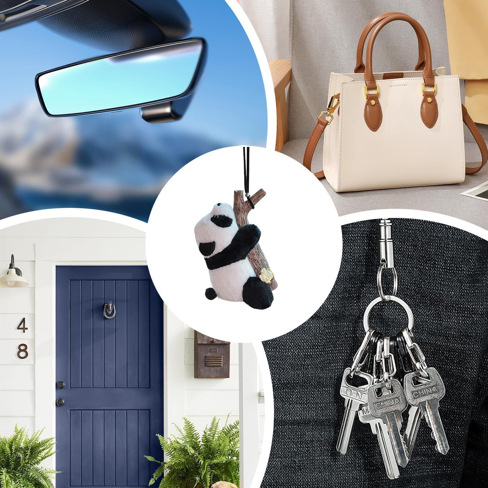 Ciondolo per Specchietto Retrovisore a Forma di Panda, Decorazione per Auto, Accessori per Interni, Ciondolo per Chiavi e Cellulare