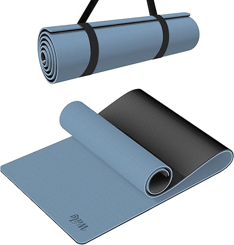 Miniatura 10 de Tapete de yoga antideslizante de TPE para mujeres y hombres, tapete de entrenamiento de doble cara de 72 x 24 pulgadas para gimnasio en casa,
