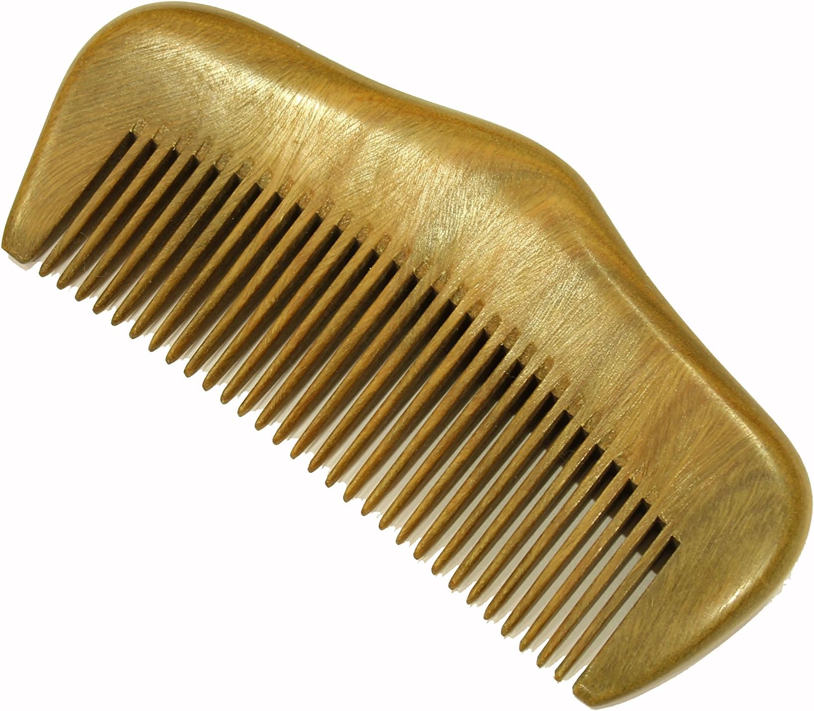 Pocket Comb Handmade Medium Tooth Green Sandalwood Comb - WC019