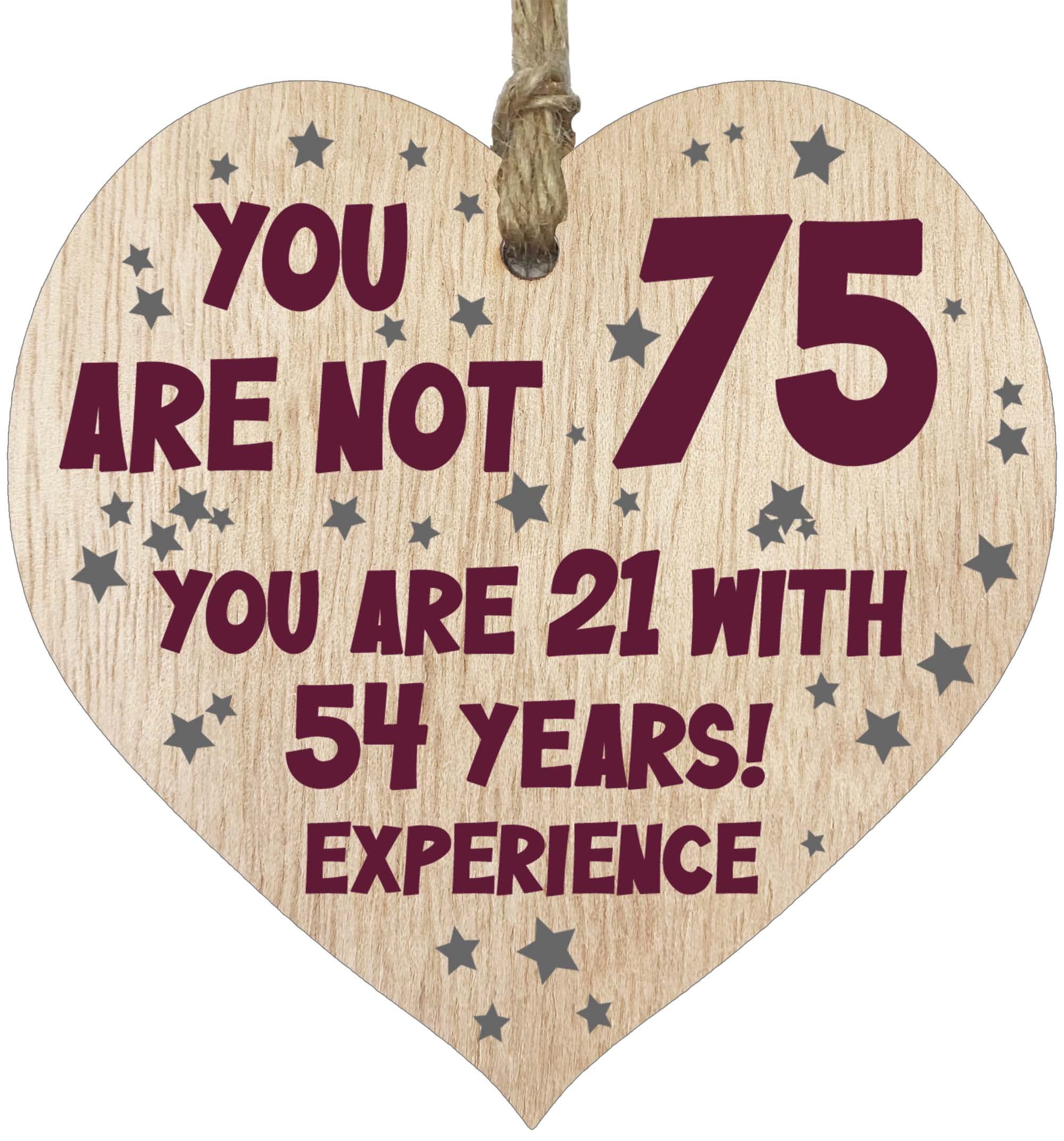 75th Birthday Gift For Women Men Wooden Heart Plaque, Light Wood Sign Keepsake, Happy Birthday Mum, Grandma, Dad, Husband, Wife, Uncle, Mum Gifts From Son, Nan, Grandad Birthday Present