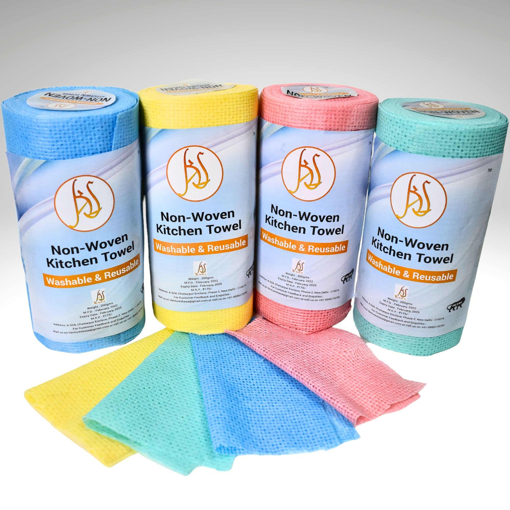 KASA MULTIPURPOSE WASHABLE AND REUSABLE WIPES/KITCHEN TOWEL - NON WOVEN -23 * 21 CM (Pack of 04)-image-12