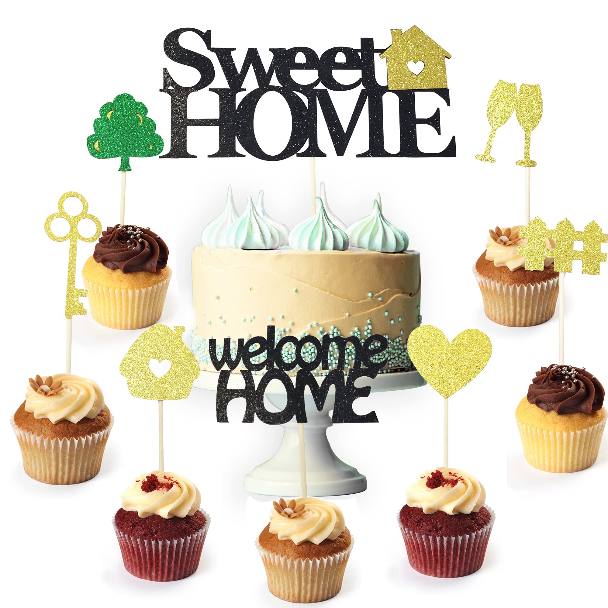 Buy 36 PCS Sweet Home Cupcake Toppers with Glitter Key House Cupcake