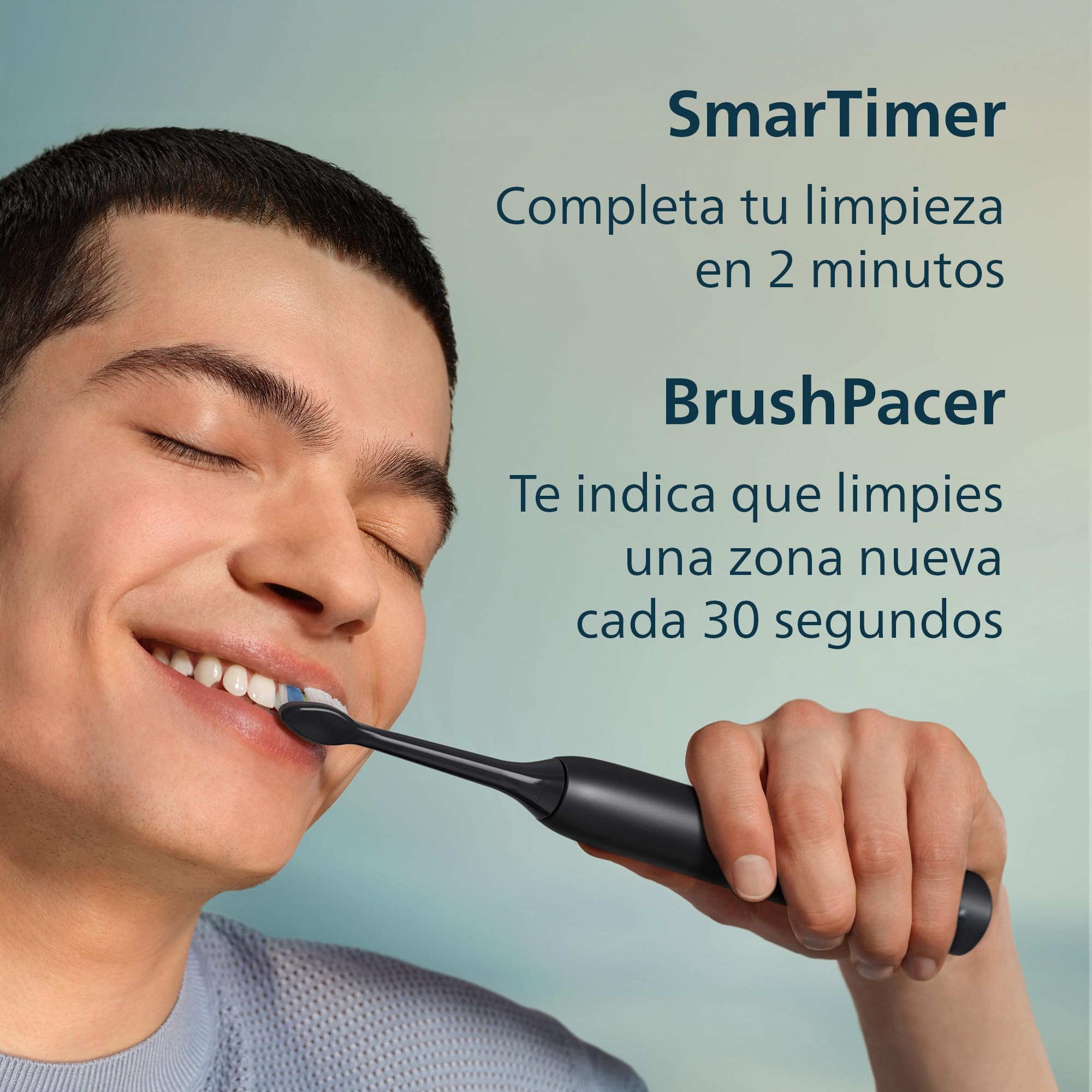 Philips Sonicare Serie 4100 - Cepillo dental sónico con sensor de presión, 4 ajustes de cepillado, función EasyStart, SmarTimer, autonomía de 21 días, estuche, negro, HX4046/52, [Nuevo]