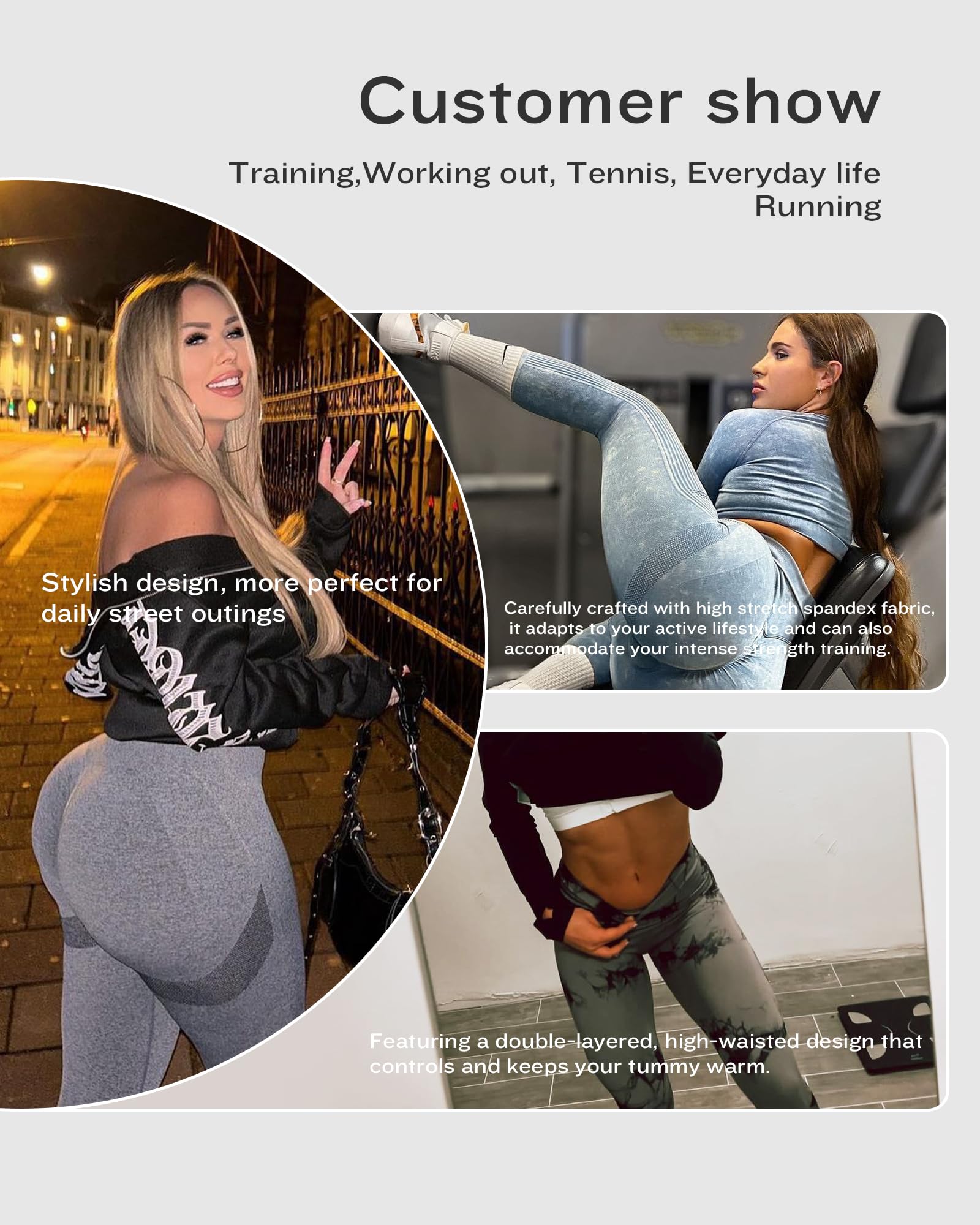 SALSPOR Workout Leggings for Women, Butt Lifting Gym Scrunch Butt Seamless Leggings