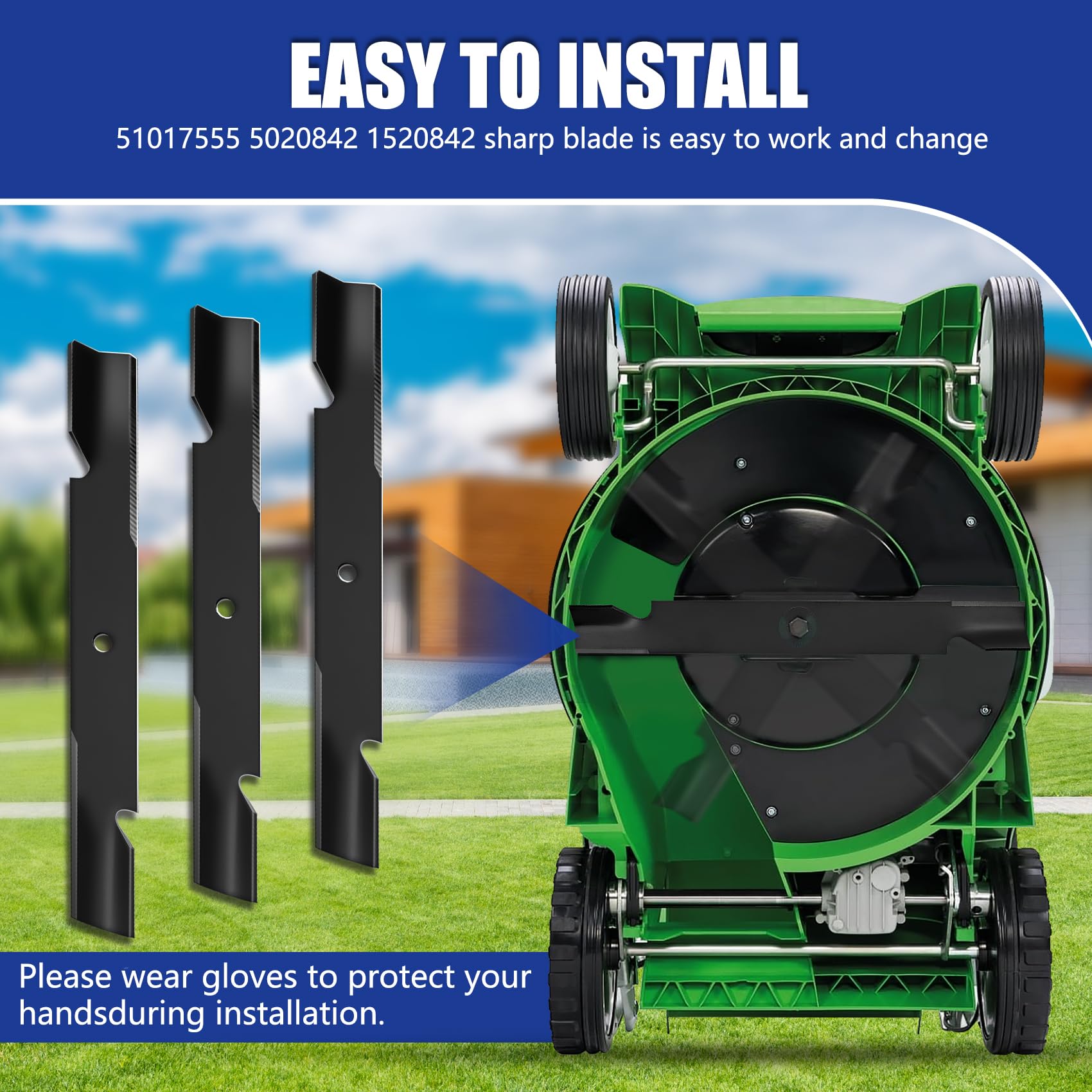Upgrade 5101755S - Cuchillas para cortacésped 5101755 5020842S 15208425S 21 pulgadas, compatible con Ferris Bad Boy Husqvarna Lesco Great dane Windsor Wright Scag de 61 pulgadas
