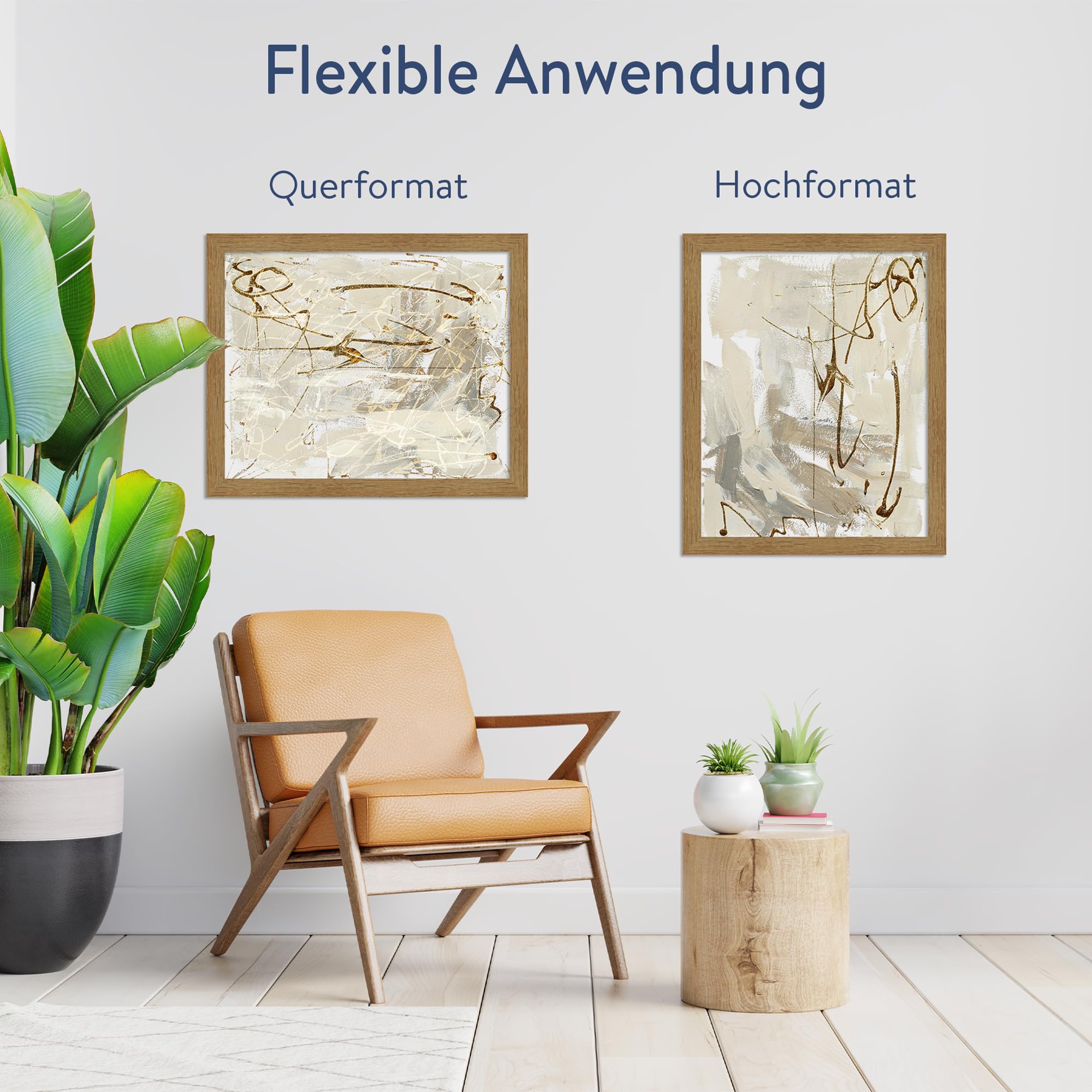 WANDStyle Bilderrahmen 50x70 Eiche, rustikaler Bilderrahmen Holz 50x70 cm | Hochwertiger Holzbilderrahmen, Posterrahmen zum Aufhängen, Rahmen 70x50 cm, Fotorahmen H750 - Made in Germany