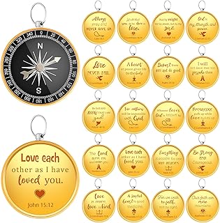 Zonon 100 Pcs Bible Verse Quote Engraved Compass Church Gifts Bulk Religious Christian Gifts for Men Women First Communion Gifts for Boys Girls Inspirational Camping Compass for Baptism Confirmation