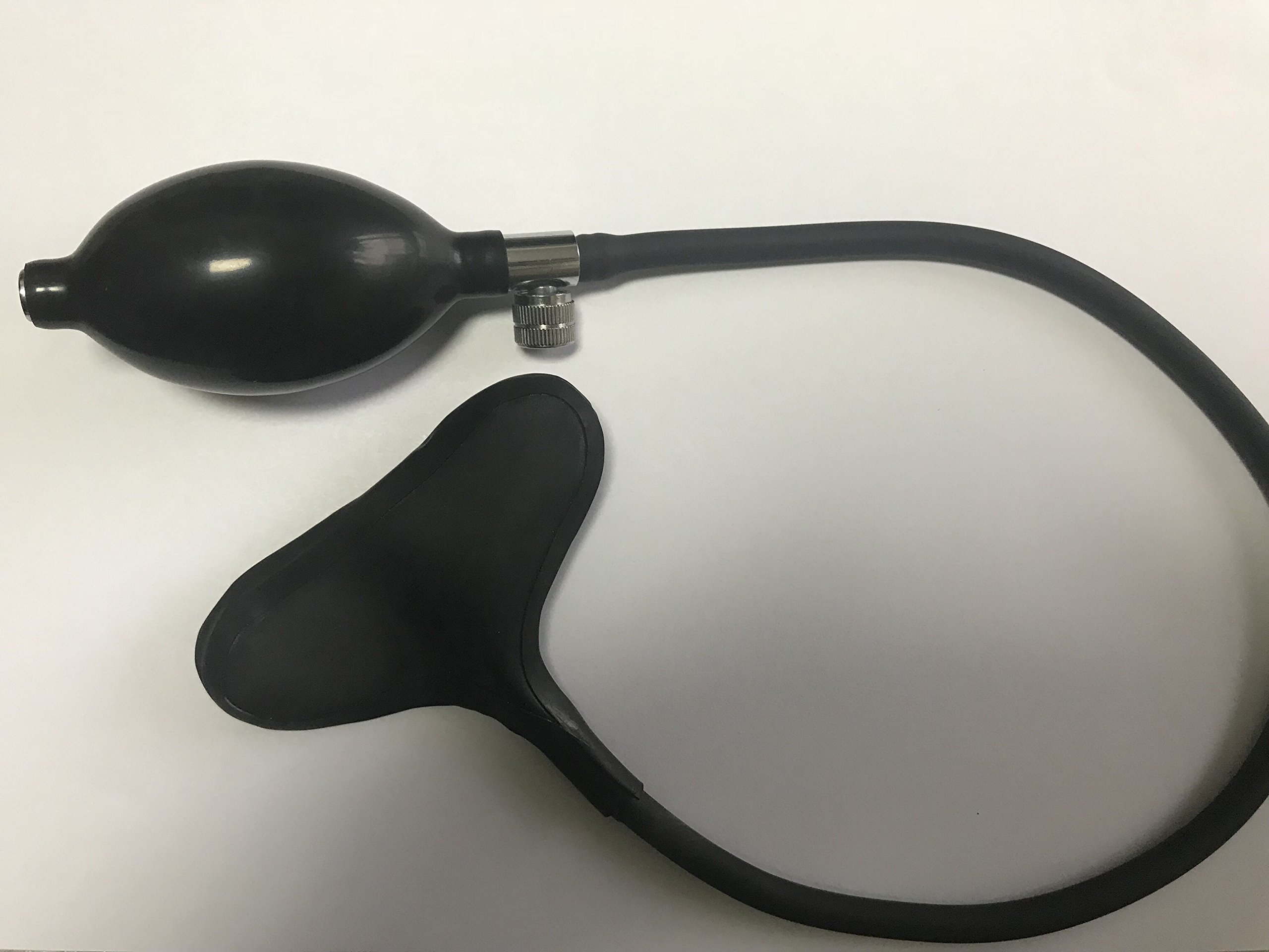 MFMYEE Masque en latex avec bâillon gonflable, masque de jeu de rôle SM/bondage, masque de fête/Halloween, avec fermeture éclair. (M)