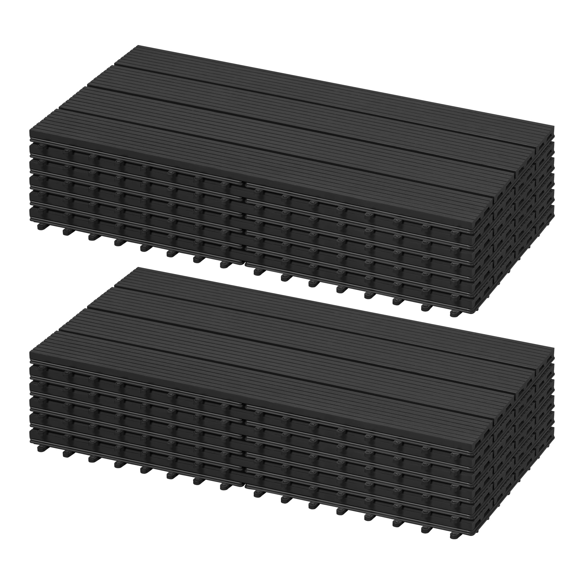 Laneetal Set di 12 Pavimento per Esterno, Pavimento WPC Incastro, per Giardino, Patio, Terrazza, Balcone, Pavimentazione Esterna 30x60 cm, Antracite