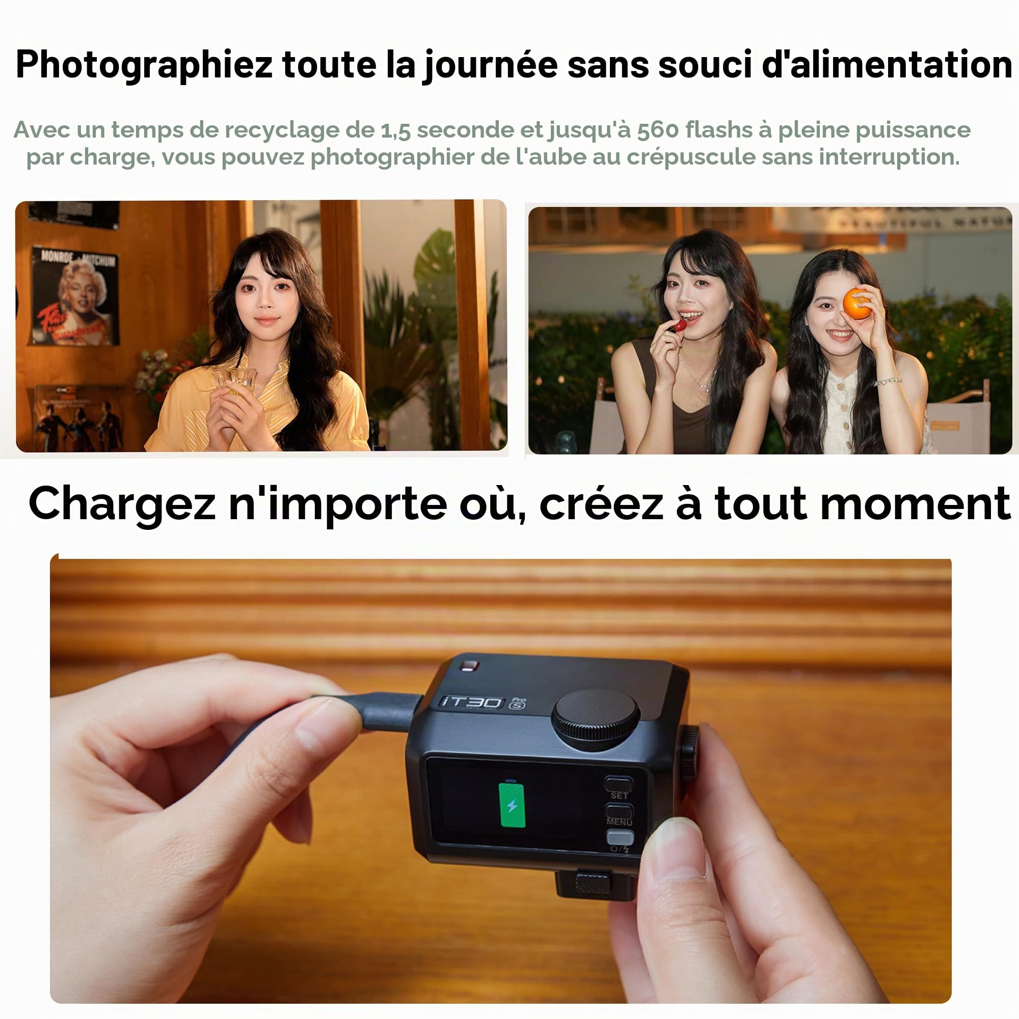 GODOX iT30Pro O TTL Flash pour appareil photo 2,4 GHz HSS 1/8000s GN15 avec écran tactile prend en charge les modes maître et récepteur Diffuseur intégré pour appareils photo Olympus