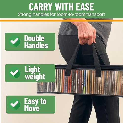 Miniatura 6 de Evelots Bolsas de almacenamiento para CD (paquete de 2) Funda de transporte de plástico PVC transparente con cremallera, capacidad para 100 CD en