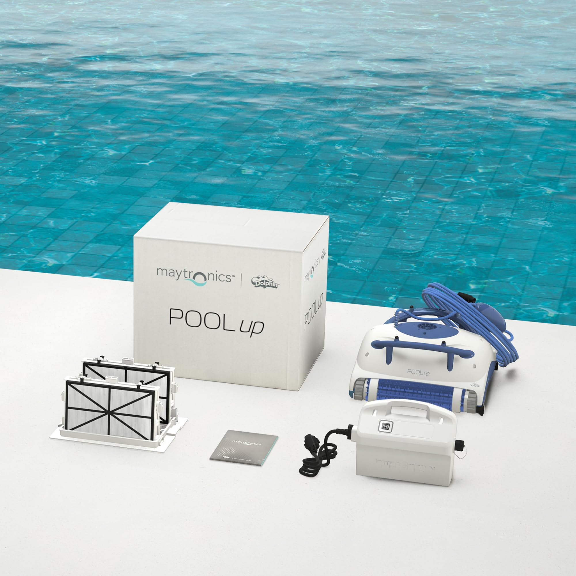 Dolphin Pool UP Robot Piscine Fond et Parois, Navigation Intelligente, Système de Filtration Fine, 120Min d'Autonomie, pour Piscines Hors Sol Jusqu’à 8 m