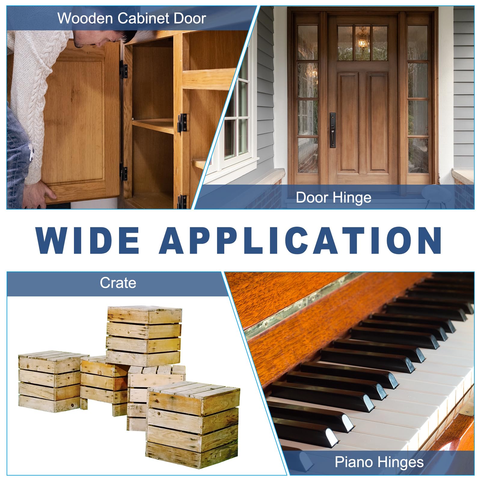 PATIKIL Bisagra De Piano 450mm X 30mm, 12 Pcs Bisagra Continua De Acero Inoxidable 304 Con Agujeros Para Puerta De Piano, Caja De Almacenamiento De Madera, Gabinete, Barco, Negro