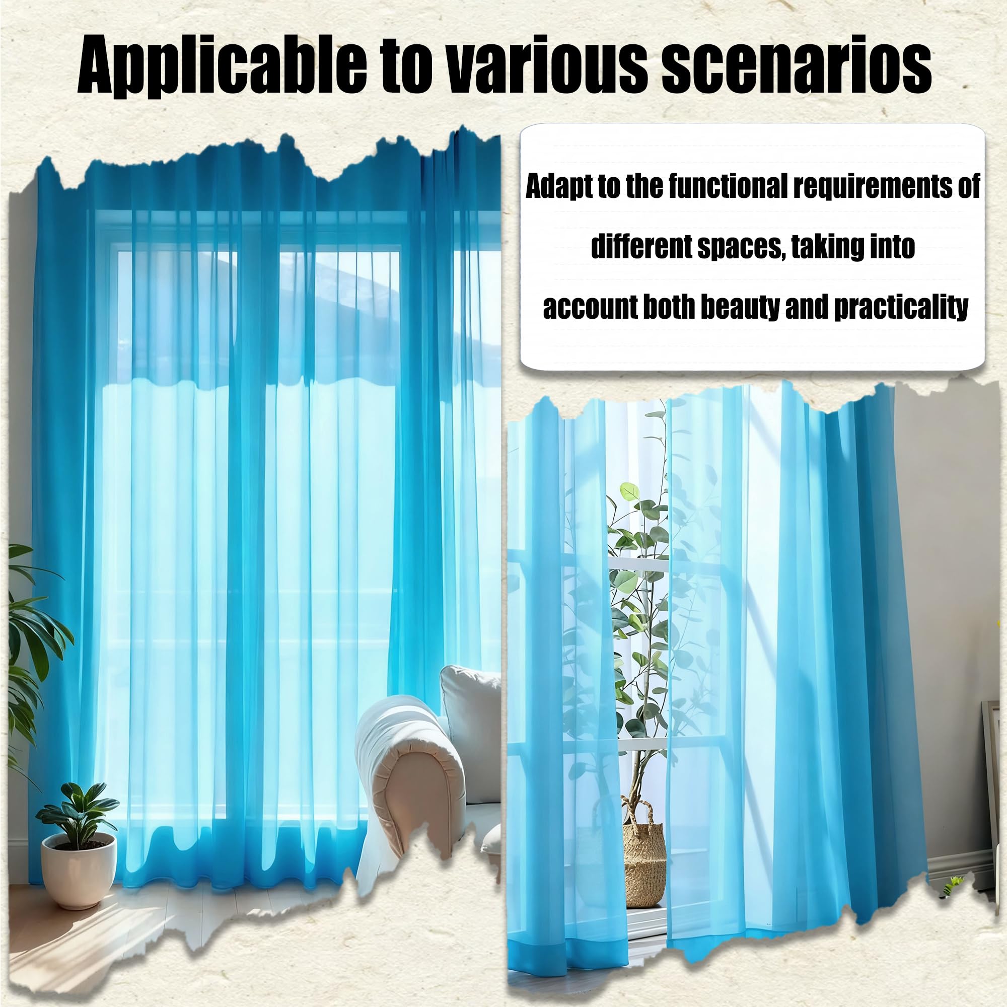 Voile Vorhang 210 x 240 cm Ösenvorhang Transparent Vorhänge Modern für Jedes Fenster, Gardinen Und Vorhangsysteme, Himmelblau