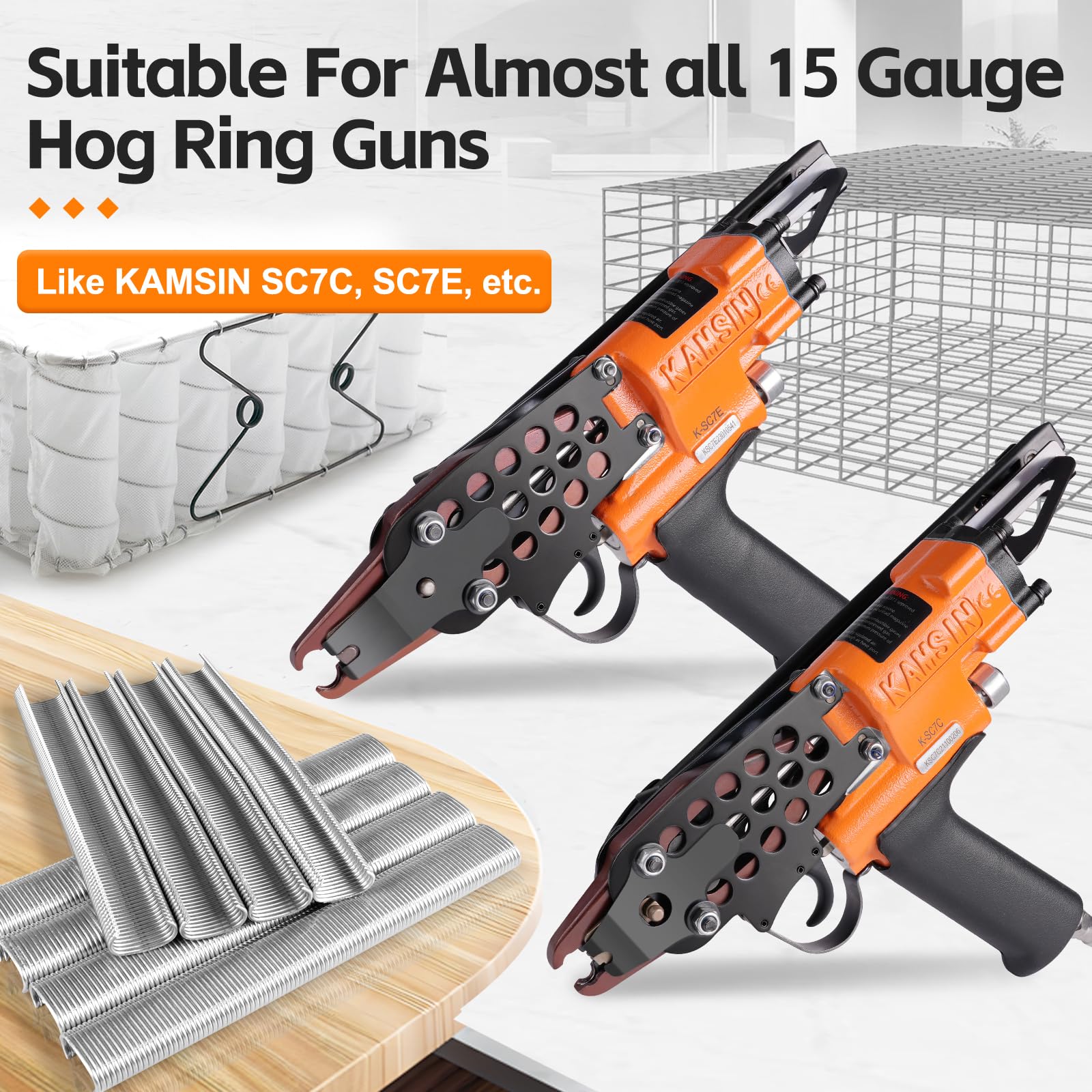 Kimsing SC7 15 gauge 3/4'' corona 304SS C Ring Graffette C-Rings Hog Rings Hog Ring Graffette metalliche in acciaio inossidabile 304, elementi di fissaggio per pistola ad anello C