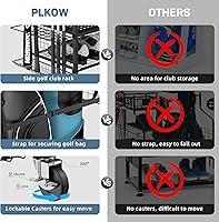Vista 4 de PLKOW Organizador de Almacenamiento para Bolsas de Golf en Garaje, Soporte de Almacenamiento para Bolsas de Golf de Tamaño Extra Grande y Estante