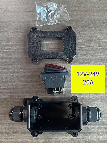 Miniatura 8 de Meskliu Interruptor de cable en línea impermeable, DPST DC 16A-24V, 20A-12V Interruptor de parada de arranque al aire libre, interruptor de palanca