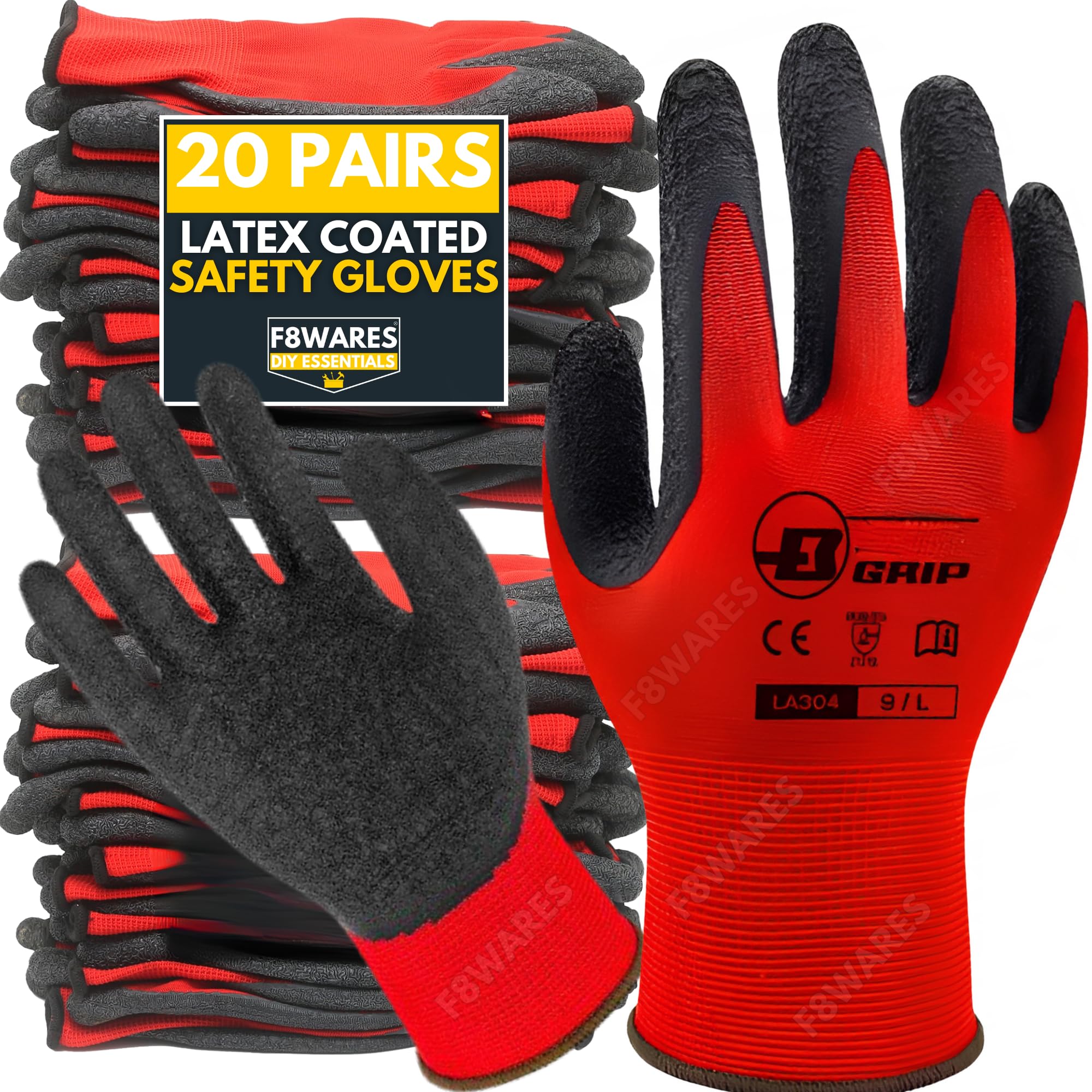 F8WARES 20 Pairs Latex Coated Safety Gloves for Men Industrial Gloves - Hand Gloves for Men - Gardening Gloves - Working Gloves for Men - Rubber Gloves for Gardening Work - Anti Cut Resistant Gloves (B0D9D56RCS) Amazon Price History, Amazon Price Tracker