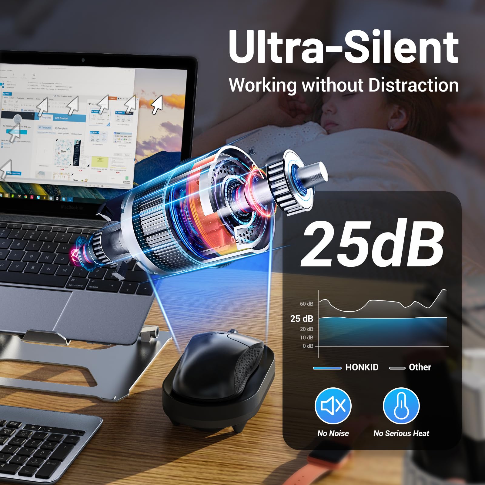 HONKID Undetectable Mouse Mover Jiggler with ON/Off Switch and USB Port Drive-Free,Simulate Physical Automatically Mouse Movement,Prevent Computer Laptop Inactive/Lockdown (Black)