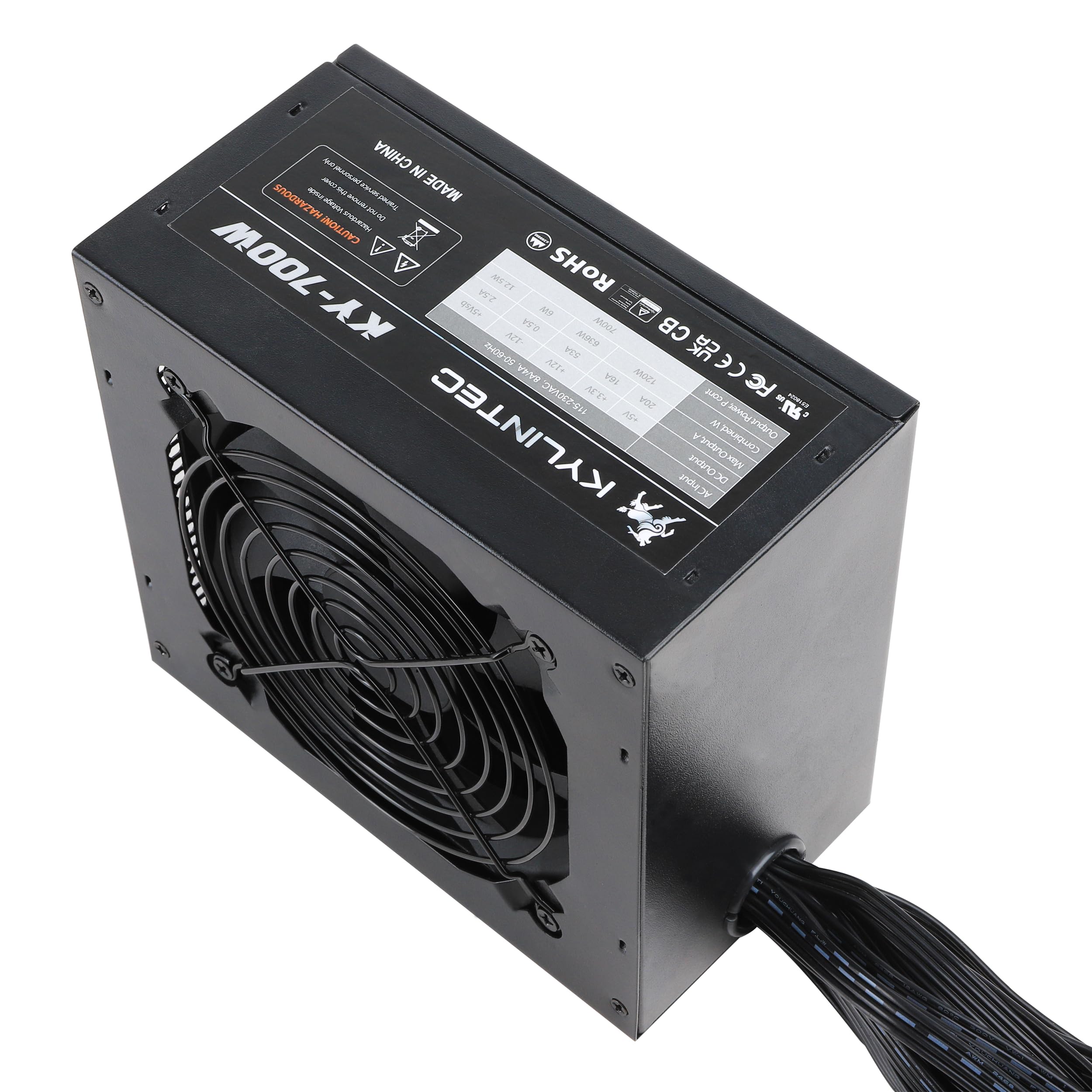 700w Power Supply Non-Modular ATX PSU with 6+2 Pin Connectors PFC Protection and 120mm Silent Fan Gaming PSU KY-700 Black