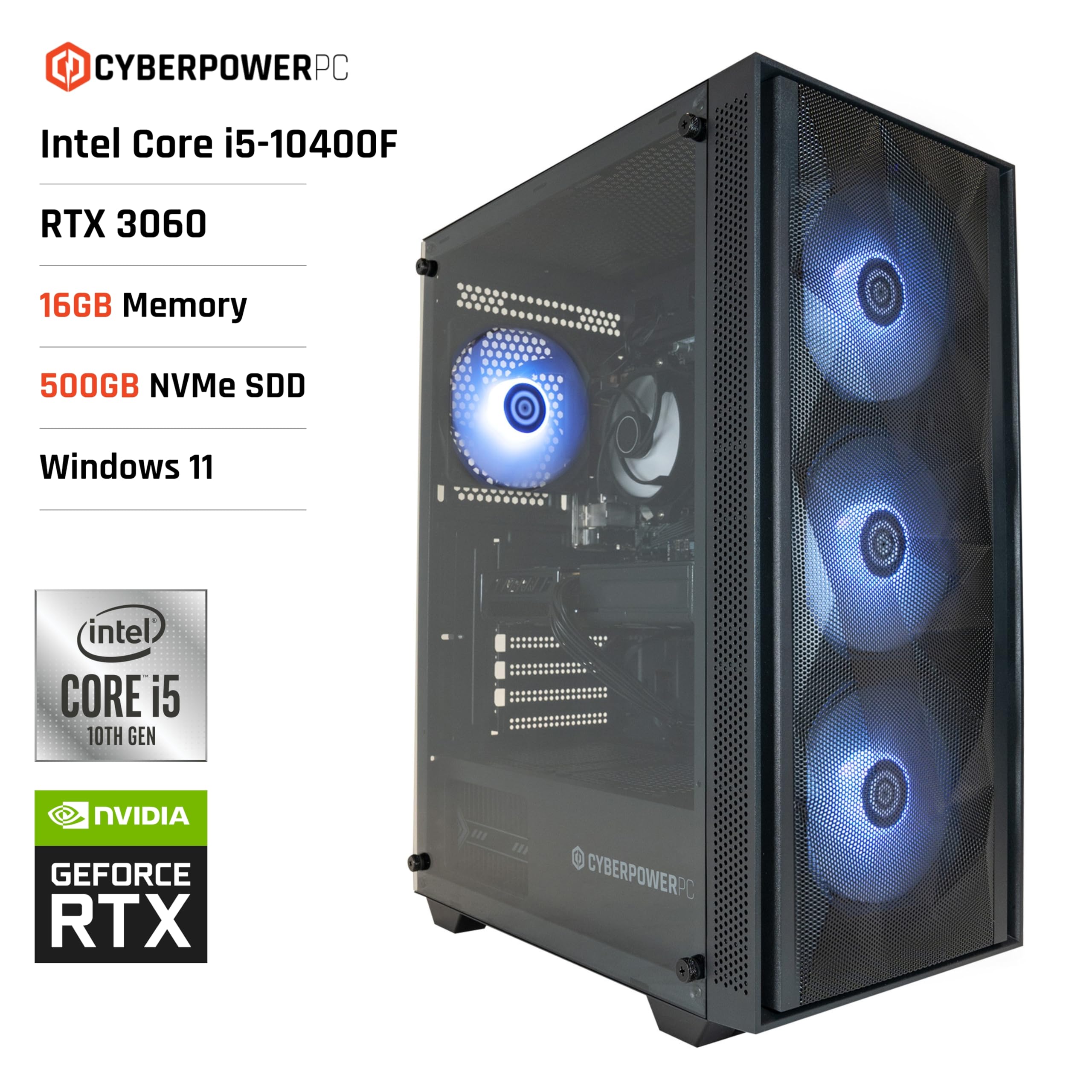 自作PC・Core i5-10400/MEM32GB/SSD500GB CyberPowerPC Wyvern Gaming PC - Intel Core i5-10400F, Nvidia RTX