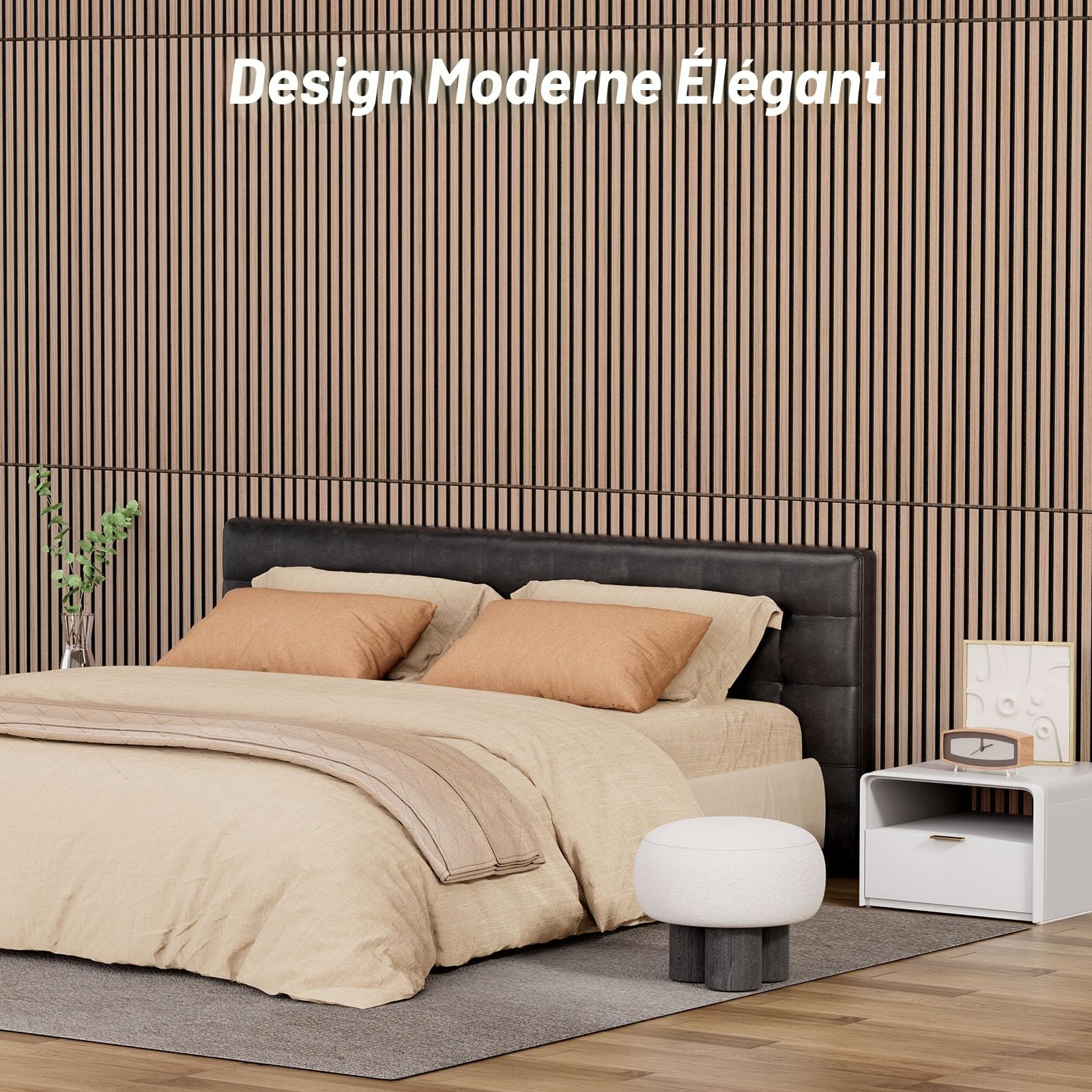 TONOR Lot de 4 Panneau Acoustique en Placage de Bois, 120x60x1,9 cm Dalle Murale Autocollante, Absorption de L'écho, Mousse Décoratif en 3D, Panneaux Insonorisants pour le Salon, le Bureau, Noix