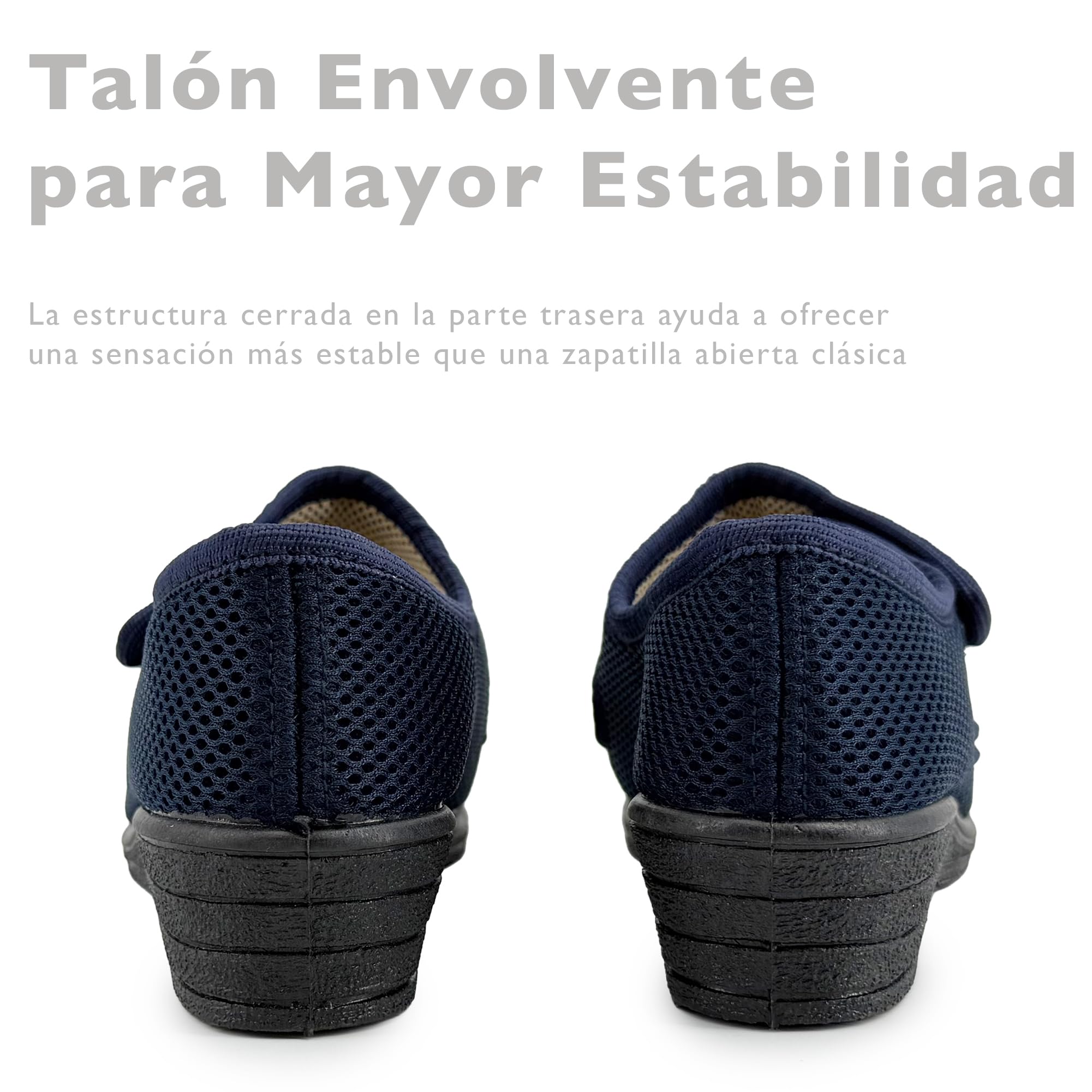 JOMIX Zapatillas Casa Mujer Verano Abiertas con Cierre Ajustable Cómodas Ajustables para Casa Uso Diario Ligeras Frescas para Pies Delicados