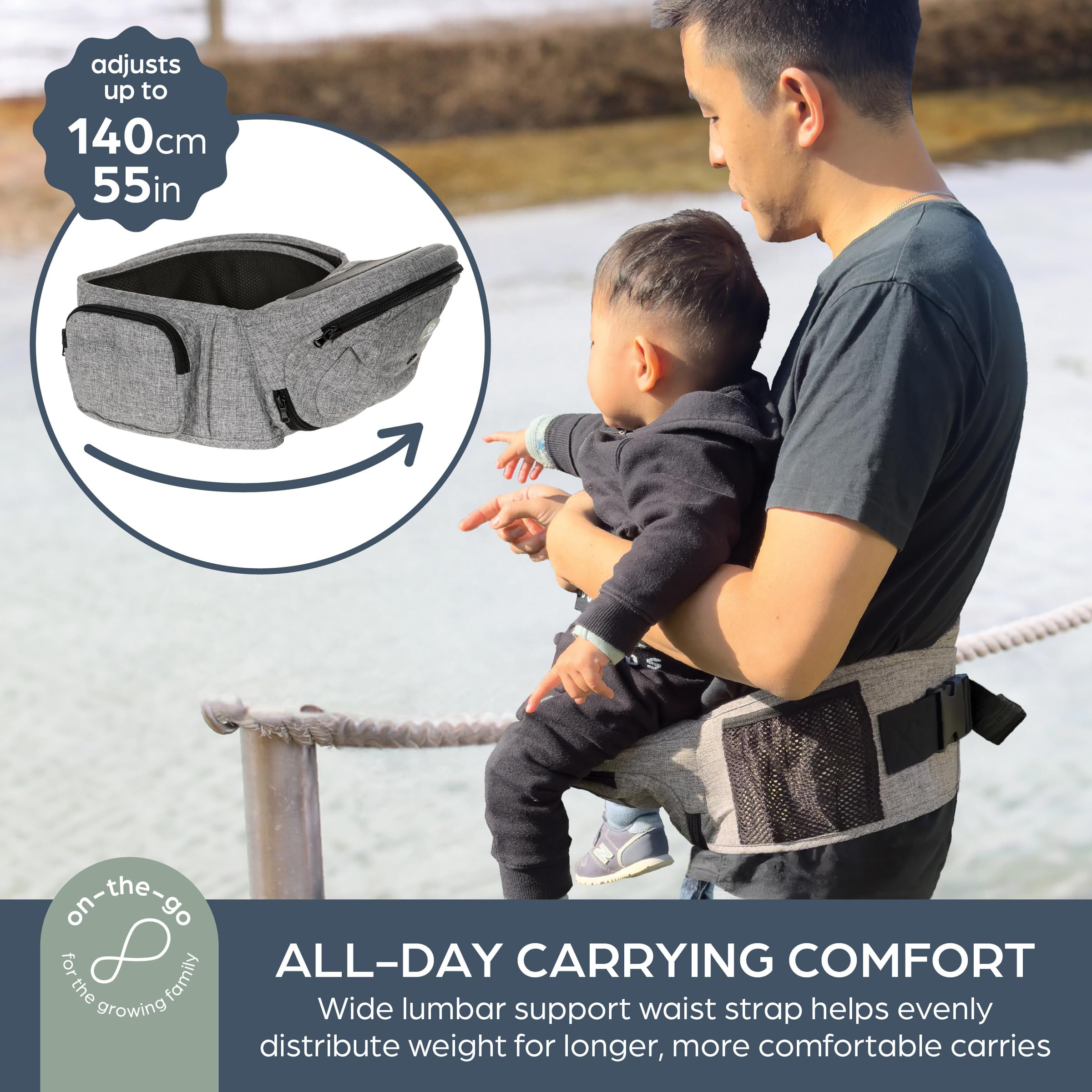 Dreambaby Up & Go ergonomiczne nosidełko dla niemowląt z siedziskiem biodrowym, do noszenia małych dzieci, lekkie. Nadaje się do noszenia niemowląt i małych dzieci 3,5 kg - 18 kg