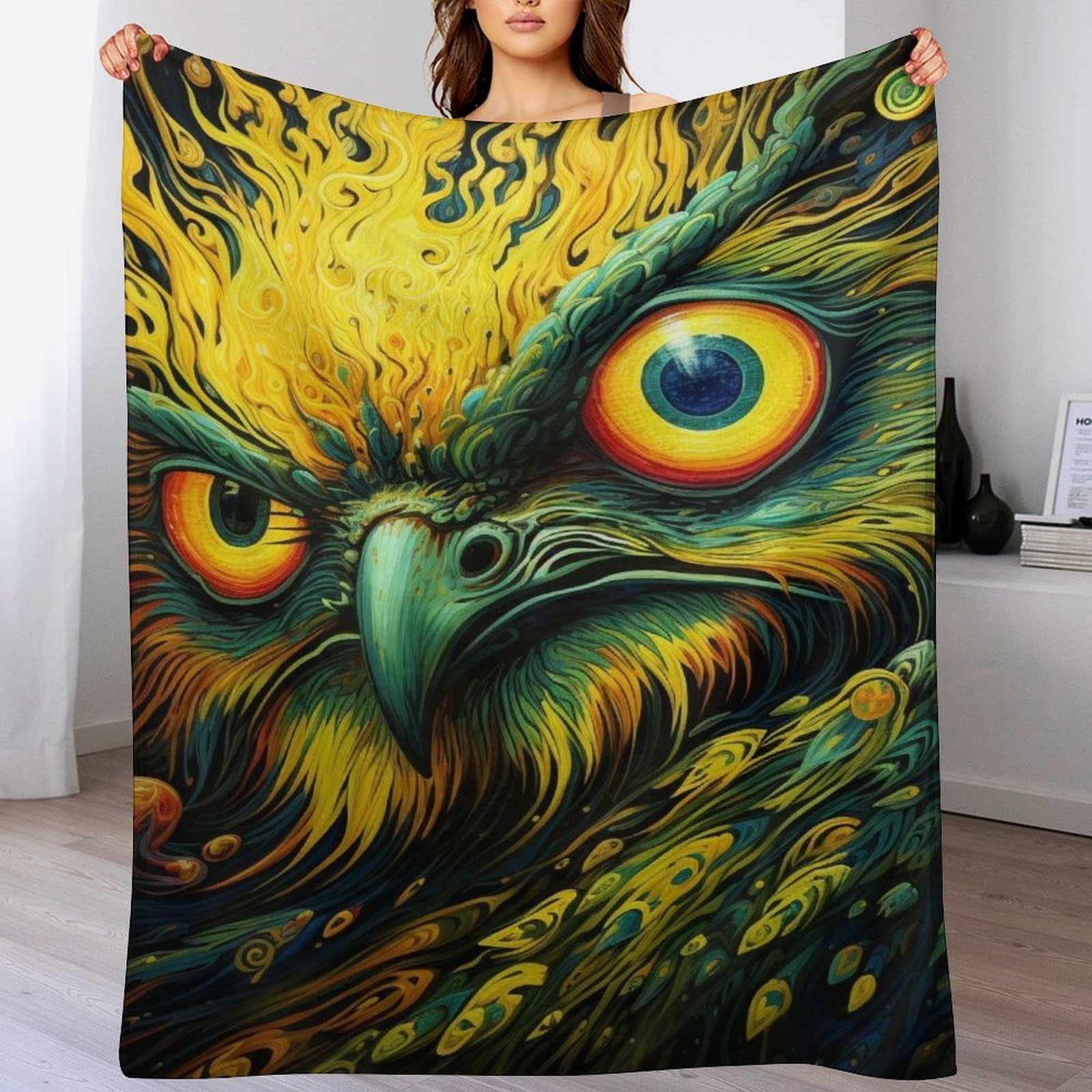 Couverture polaire chaude lavable en machine plaid hibou