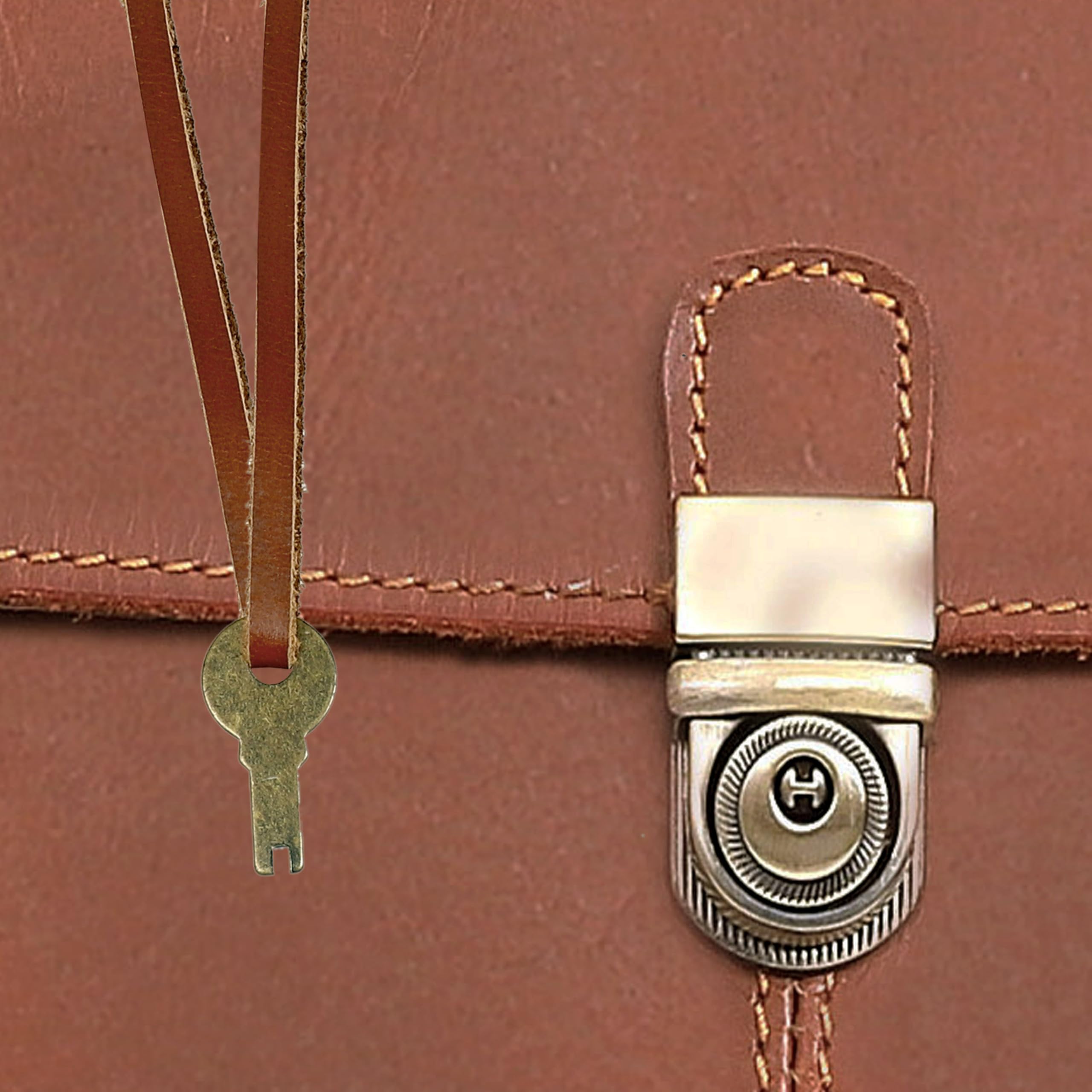 HLC Maletín de cuero vintage para médicos, bolso de mano, de piel auténtica, hecho a mano, italiano, Beige Bronceado, 16 x 7 x 11.5 inches
