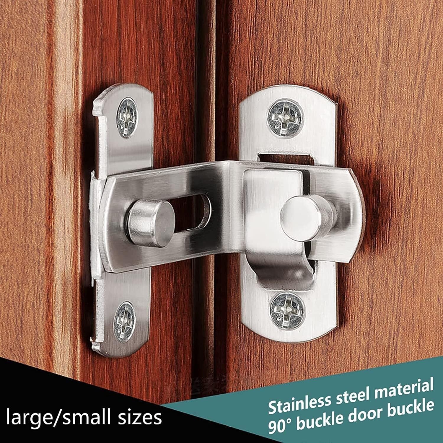 Catena di Sicurezza per Porte, Chiavistello Scorrevole a 90° for Porte di finestre, armadi, Serrature con ferramenta(Red Patina,Large)