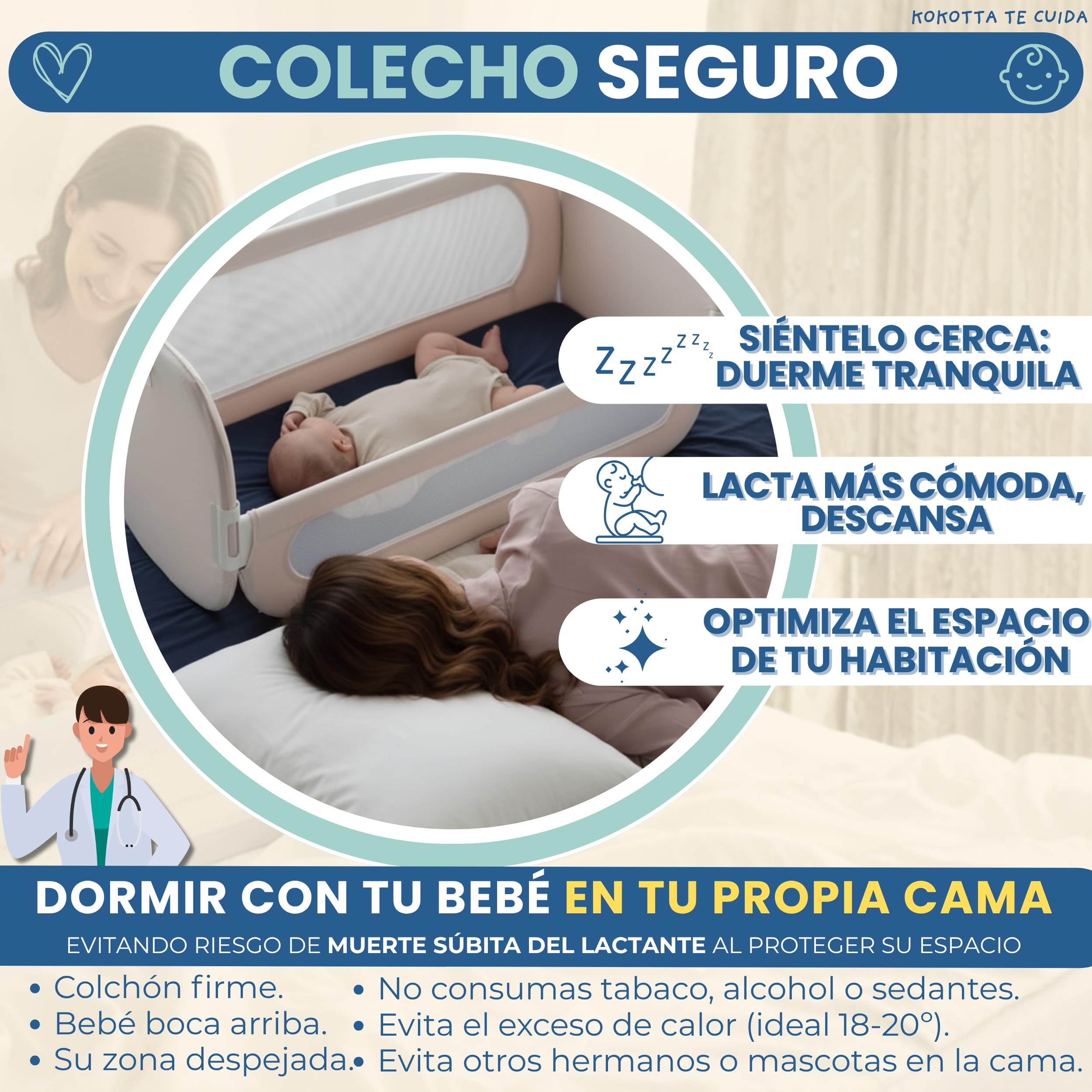 Barrera Cama Niños Evolutiva, hasta 185cm – Barandilla Anticaídas para Bebé y Cuna Colecho, Cuna de Viaje Plegable, Seguridad Infantil con Funda Lavable, Bolsa de Viaje y Cestas Almacenamiento