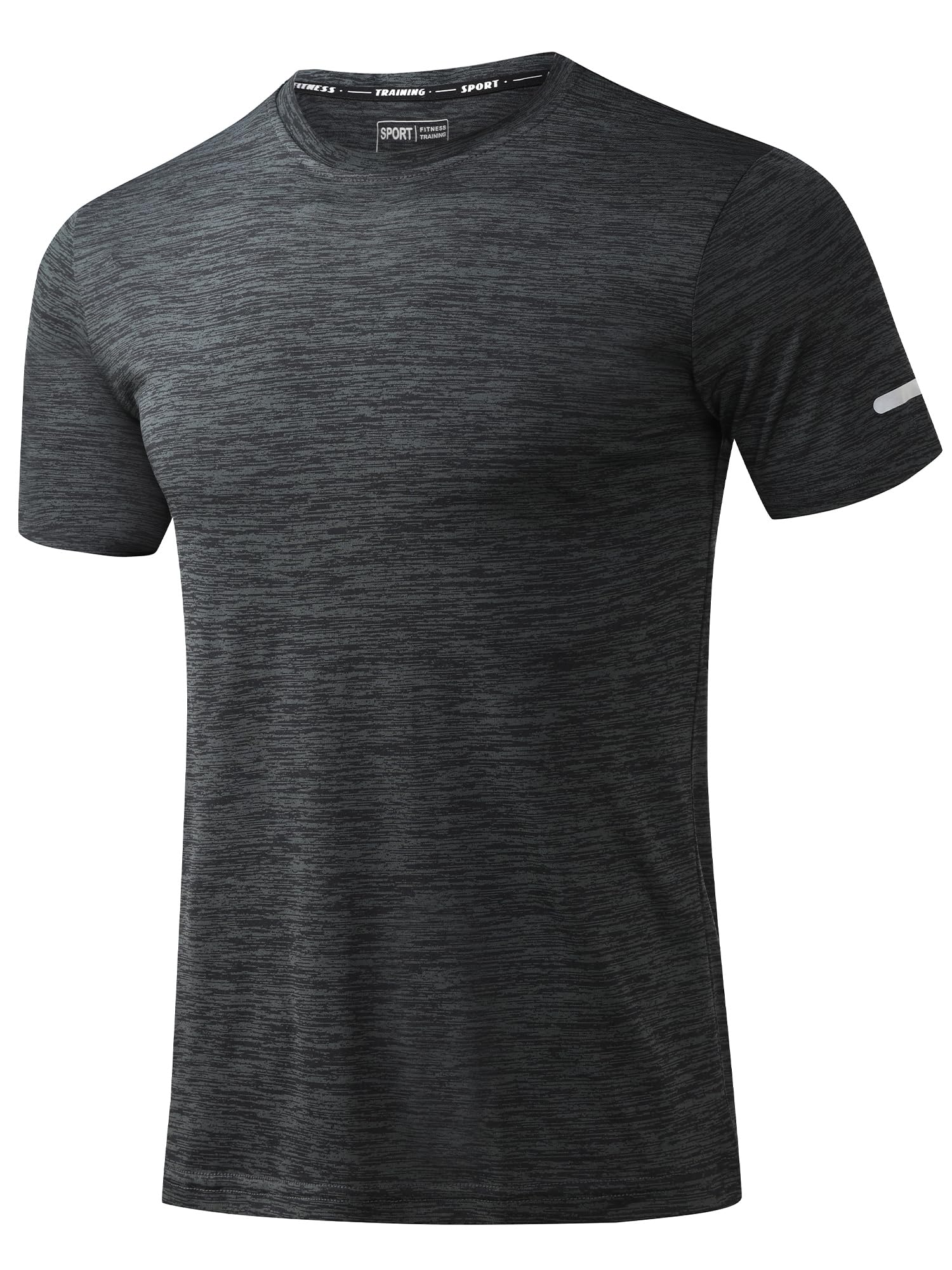 Peakwell Herren Sport T-Shirt Kurzarm Funktionsshirt Laufshirt mit Reflexstreifen für Fitness, Training, Gym
