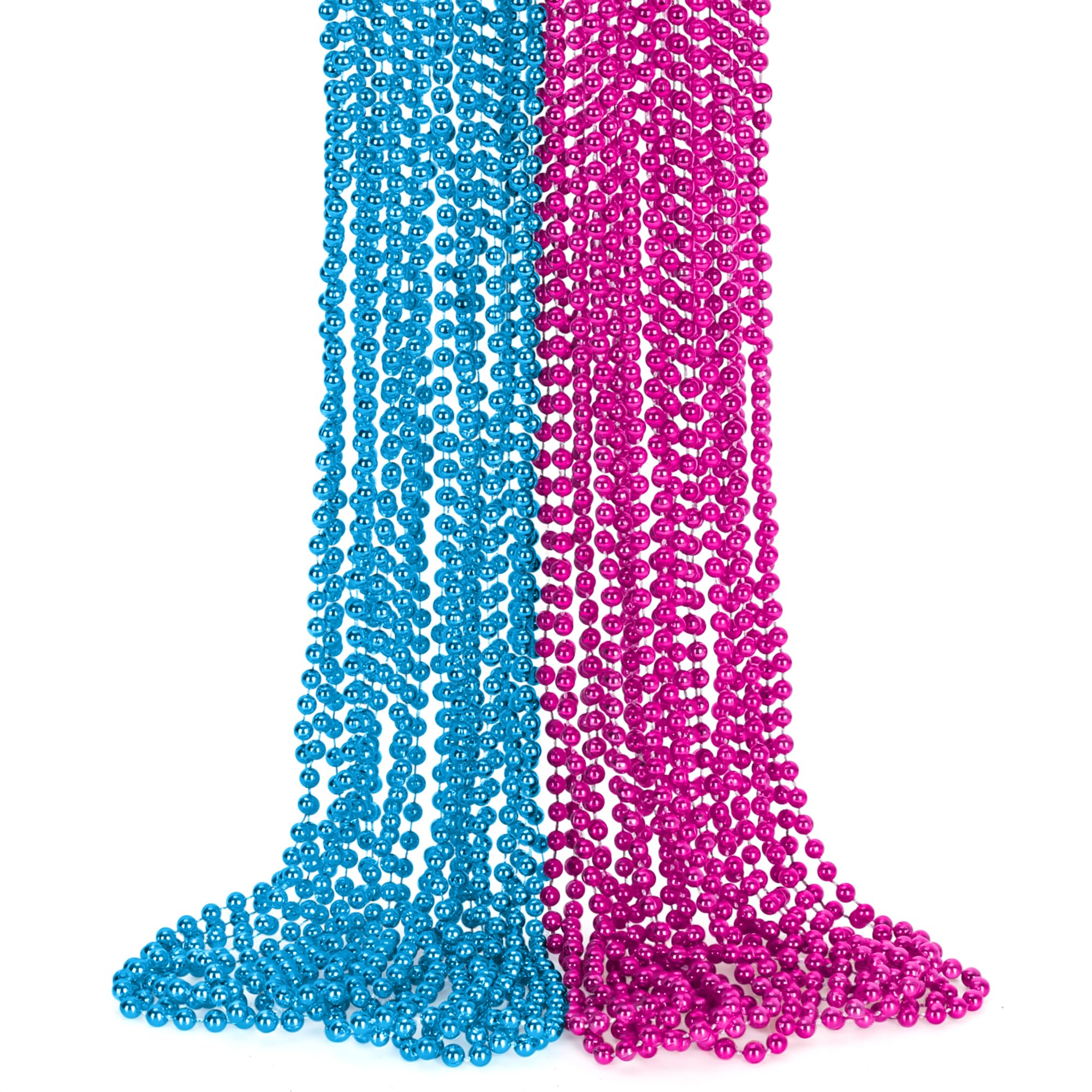 Gender Reveal Beads Decorations, 12PCS Pink Blue Gender Reveal Necklaces, 33" Round Beads Necklace Baby Gender Reveal Ideas, unisex adult Gender Reveal Party Accessories Sets Celebrations Decorations