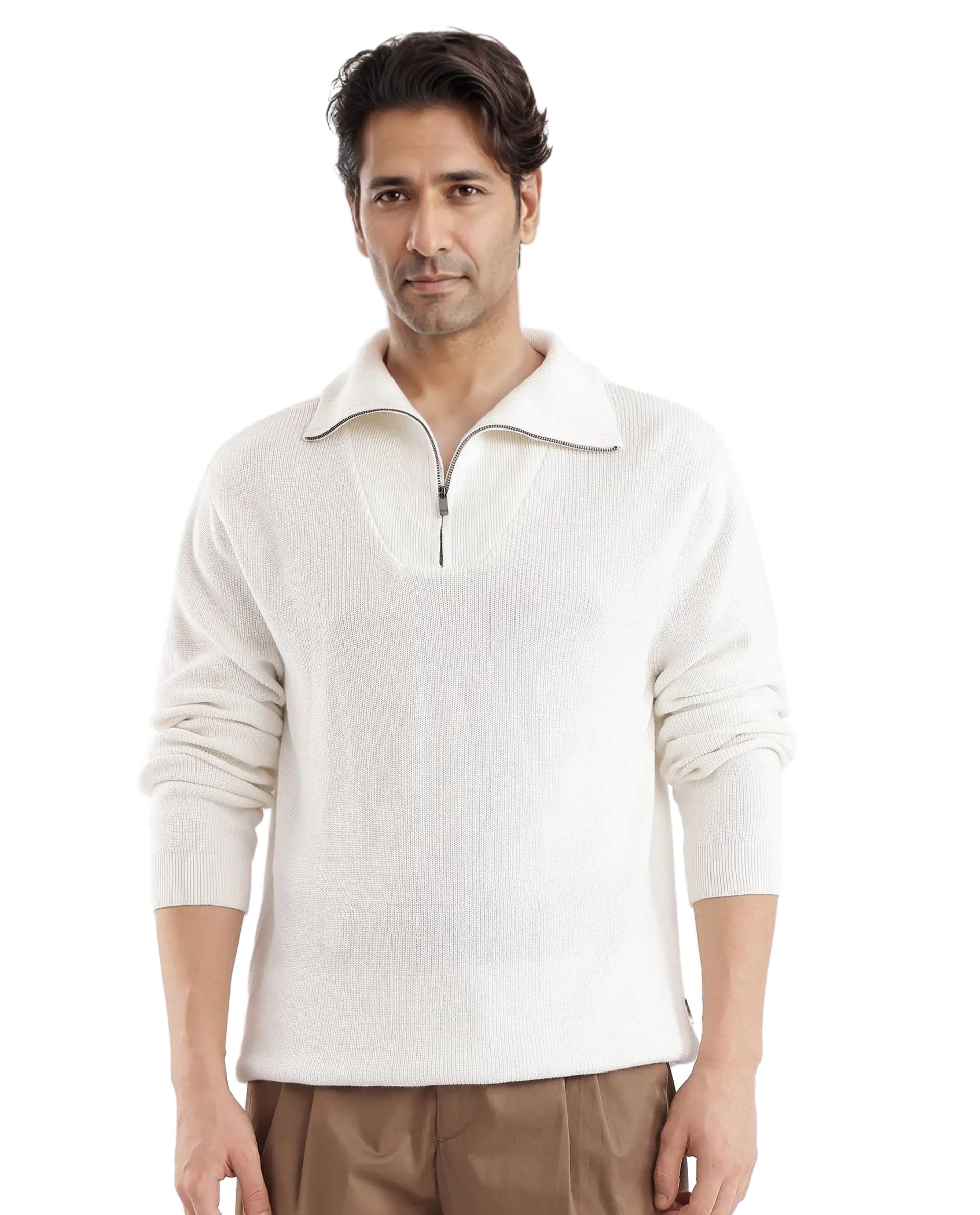 rare rabbit Men's Laz Regular Solid Cotton Blend High Neck Long Sleeve Sweater-picture-48